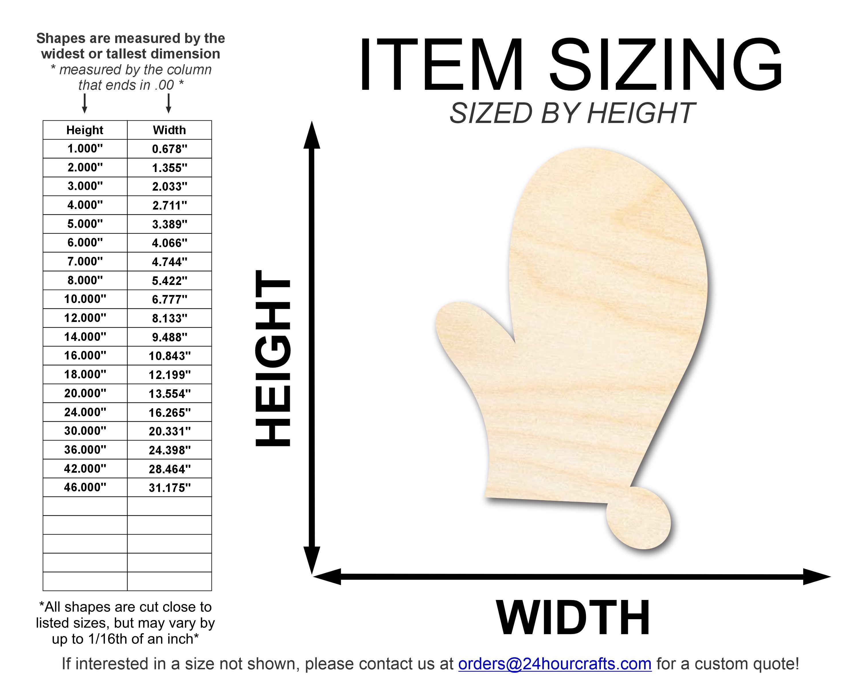 Unfinished DIY Craft Cutout in the Shape of a Right Oven Mitt, Up to 46 Inches for Multiple DIY Projects