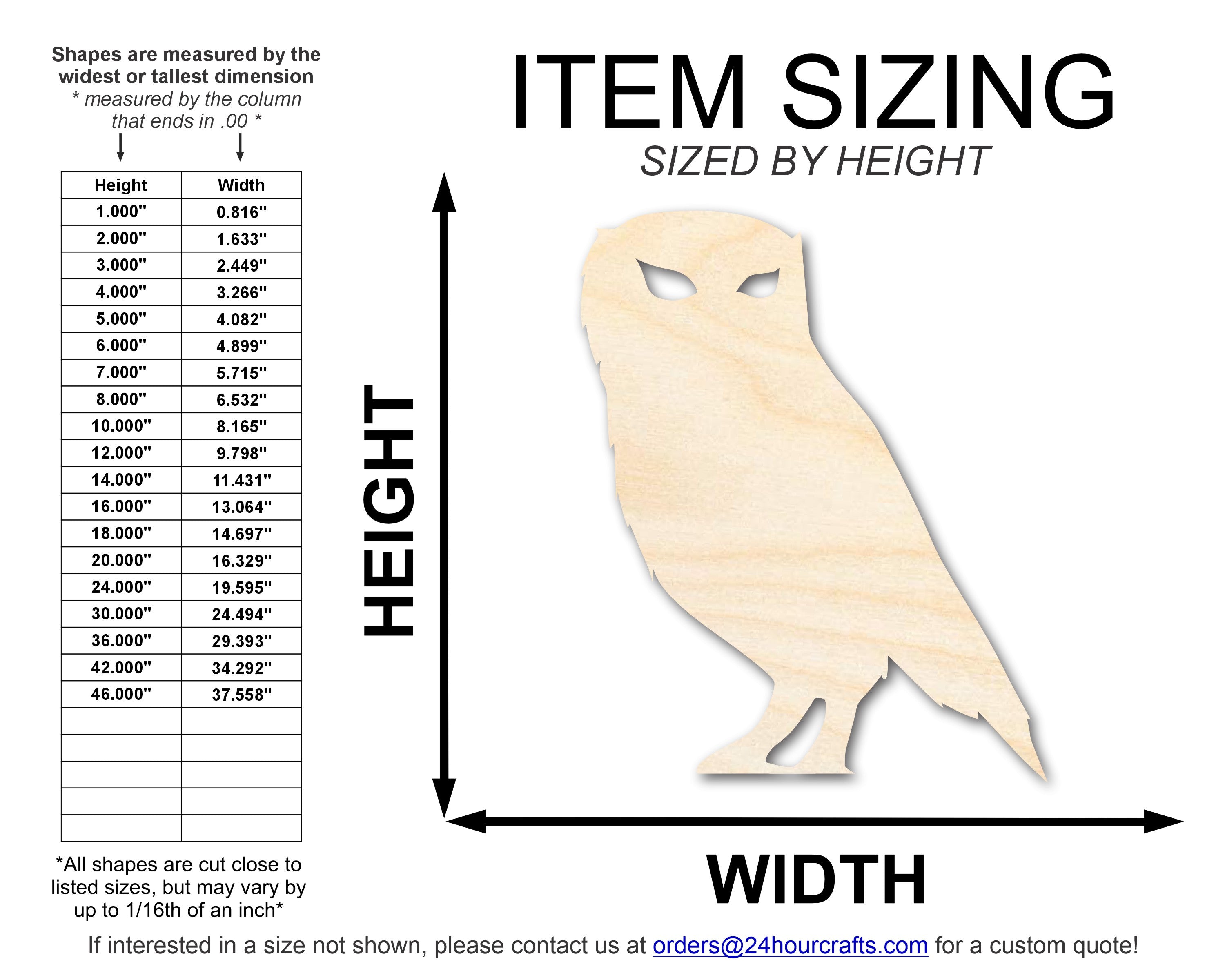 Unfinished Wood Craft Cutout in Spooky Owl Shape for Up to 46 DIY Projects