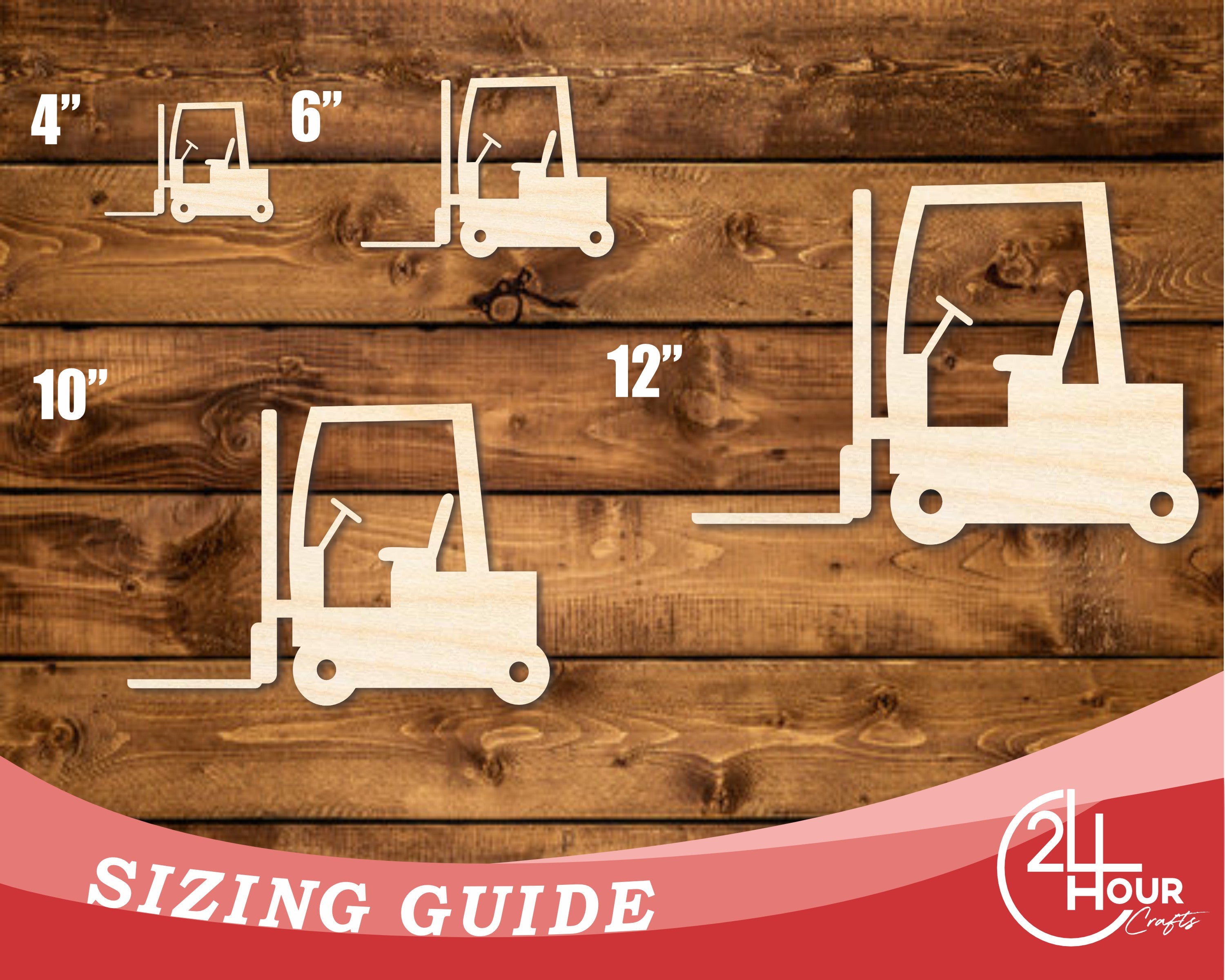 DIY Unfinished Baltic Birch Wood Fork Lift Shape Cutouts up to 46 Inches