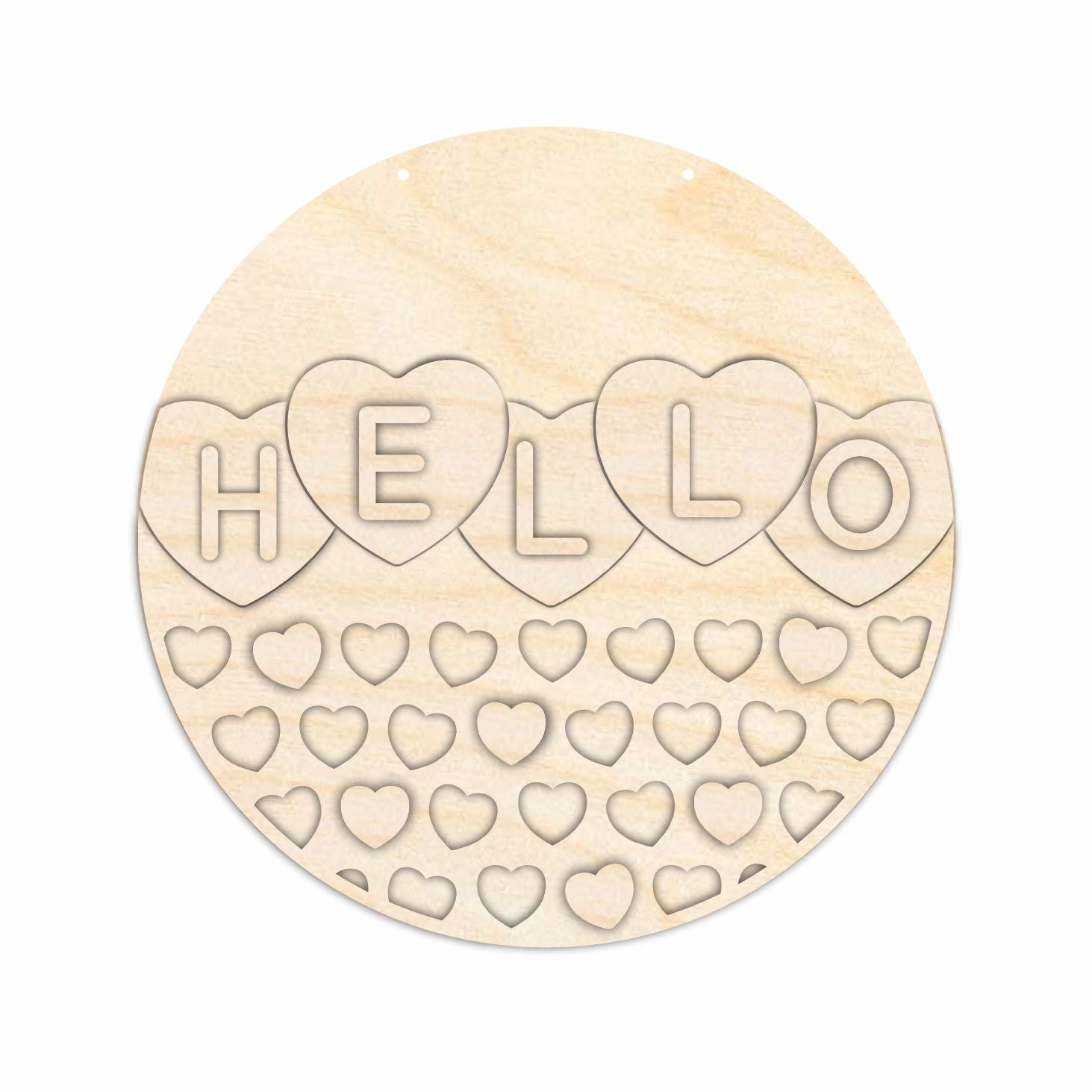 Unfinished Wood Craft Cutouts - Hello Candy Hearts Door Sign Kit with 1/4-Inch Thickness