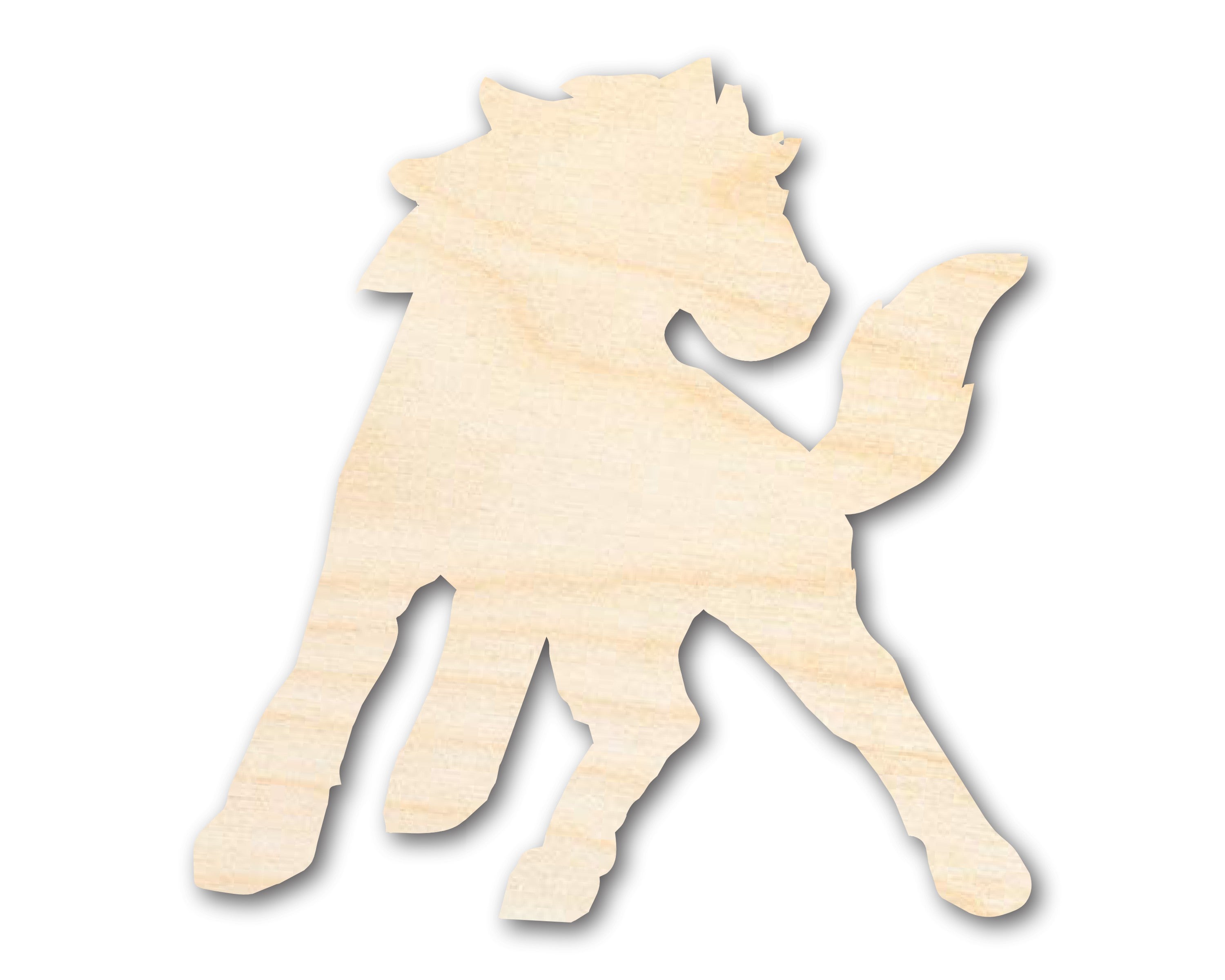 DIY Unfinished Premium Wood Mustang Mascot Cutout, Up to 46 Inches