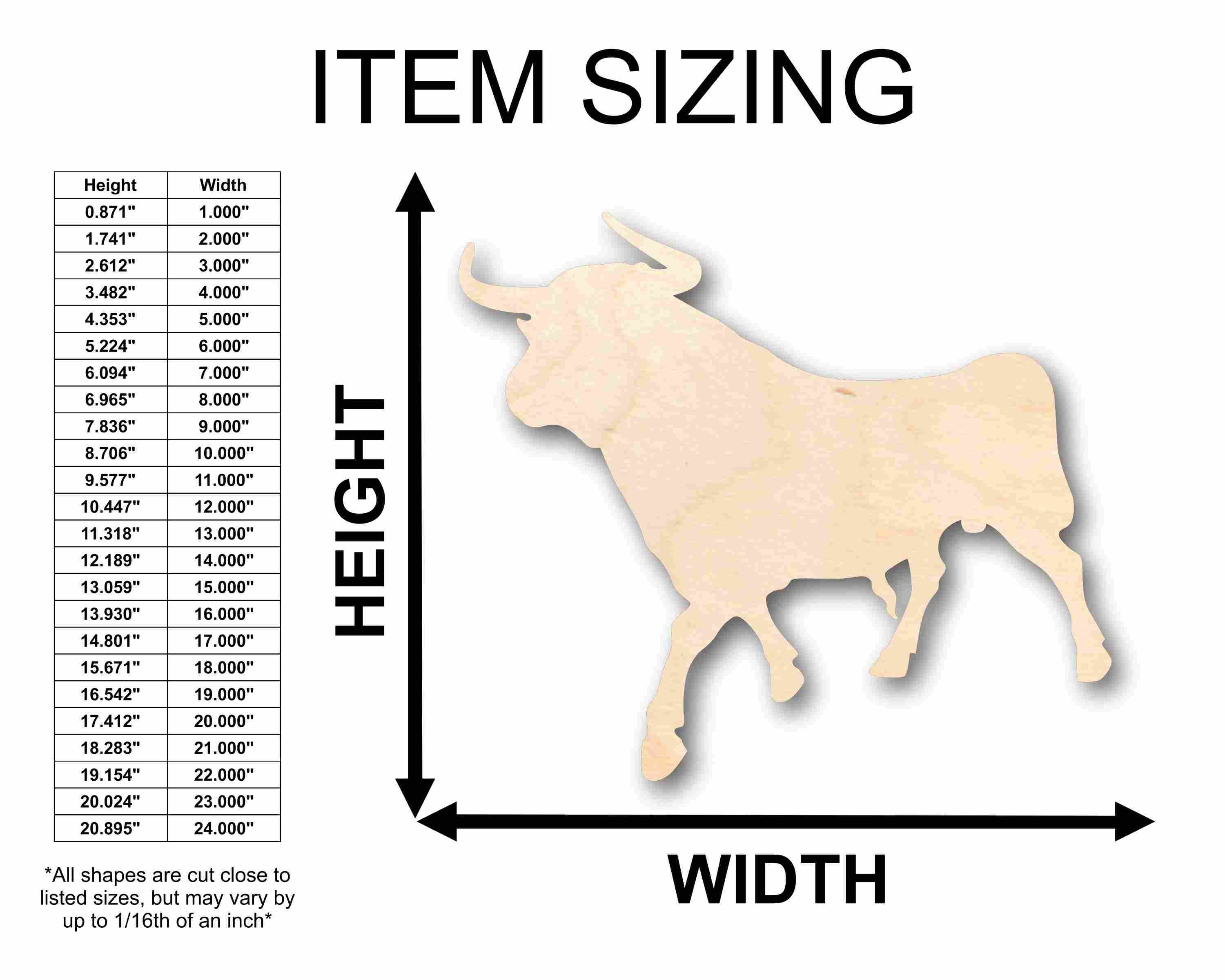DIY Unfinished Wood Bull Silhouette - Up to 46 for Crafting