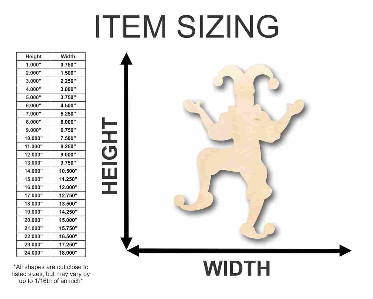 DIY Unfinished Wood Jester Joker Shape for Crafts up to 46