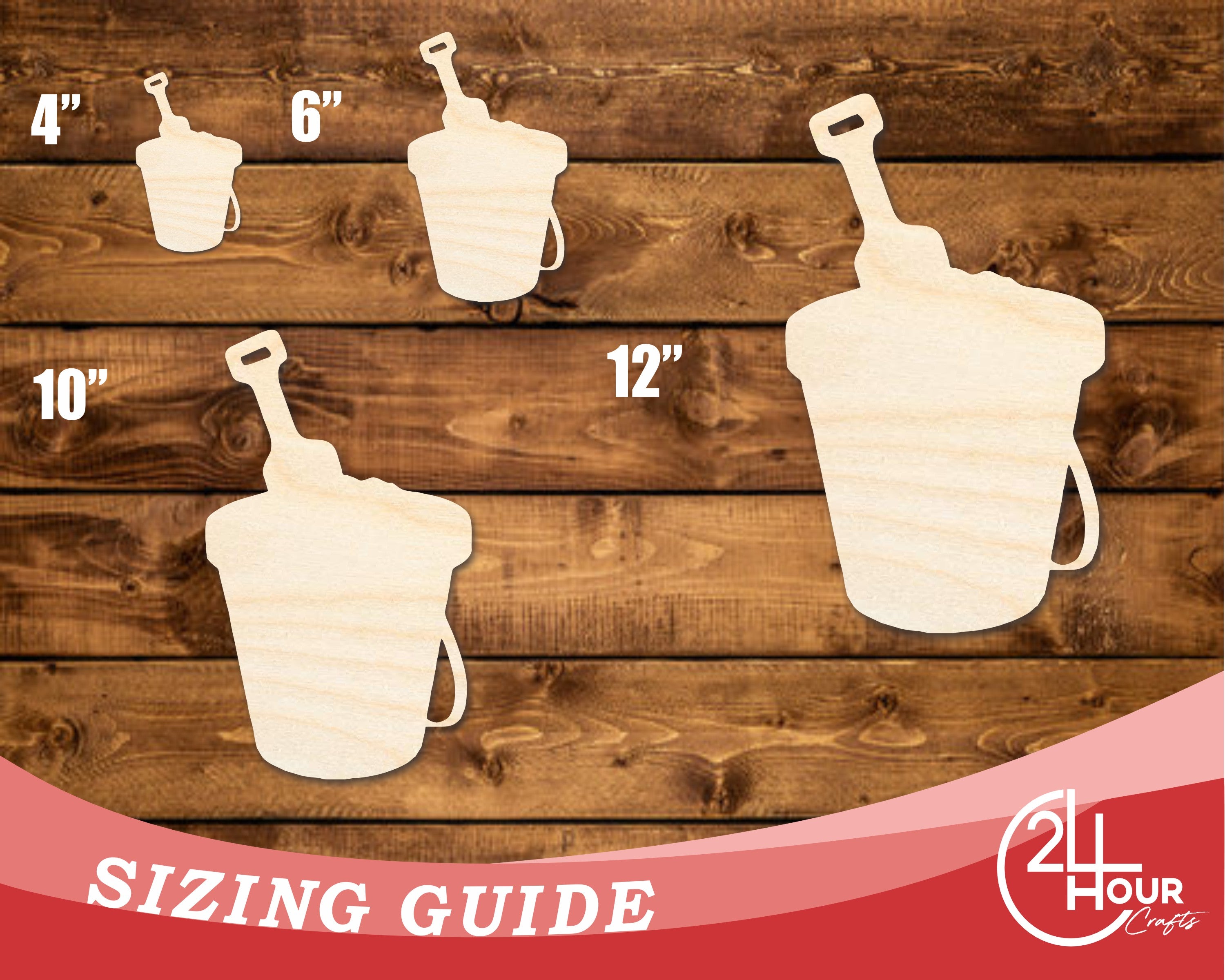 Unfinished DIY Craft Cutout in Wood Pail and Sand Bucket Shape | Up to 46 DIY Projects Available