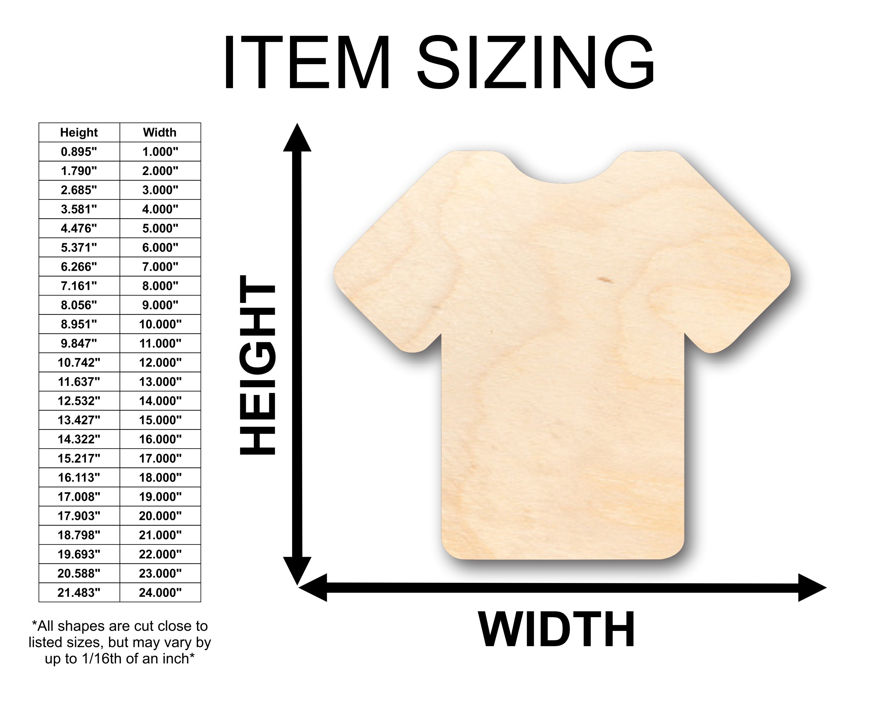 DIY Unfinished Wood Shirt (T-Shirt Jersey Shape) - Up to 46 for Crafts