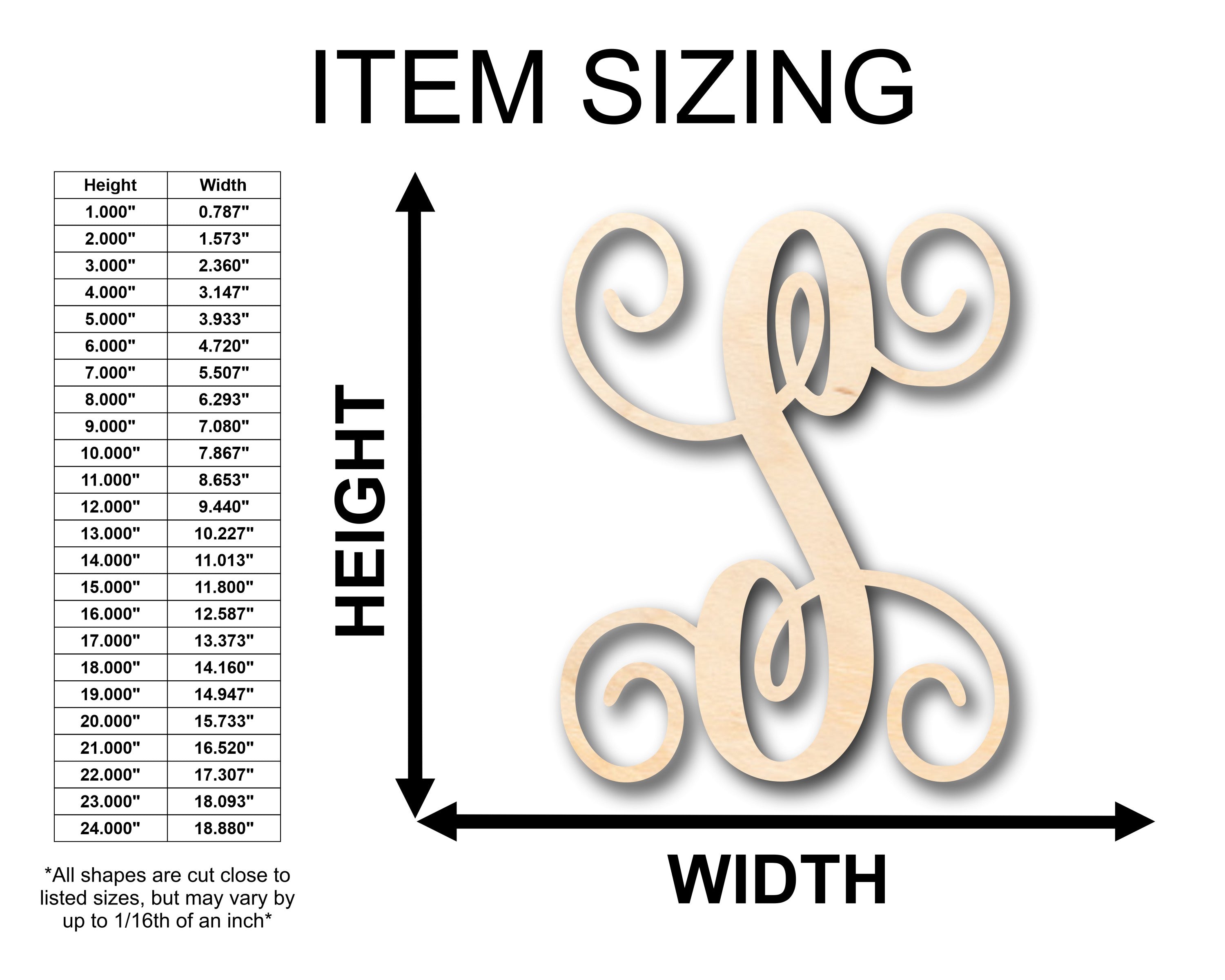 DIY Unfinished Wood Monogram S - Shaped Crafts up to 46 Inches