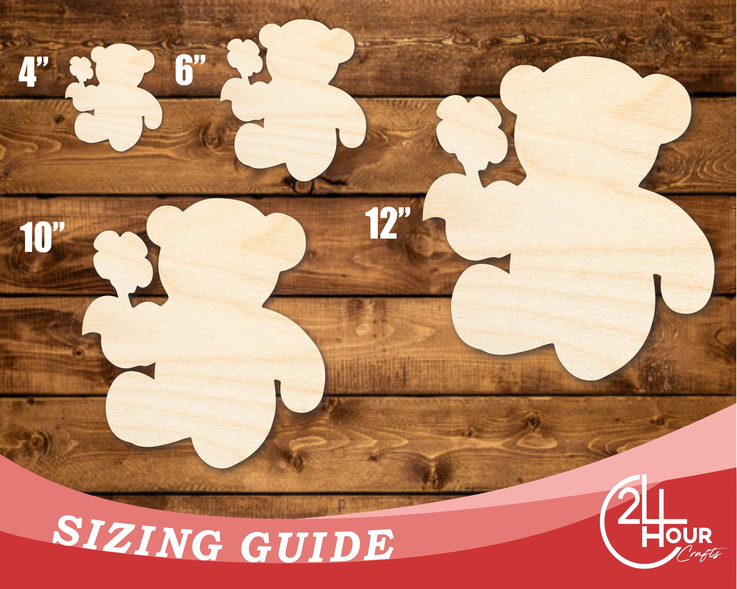 DIY Unfinished Baltic Birch Wood Flower Bear Shape Cutouts up to 46 Inches