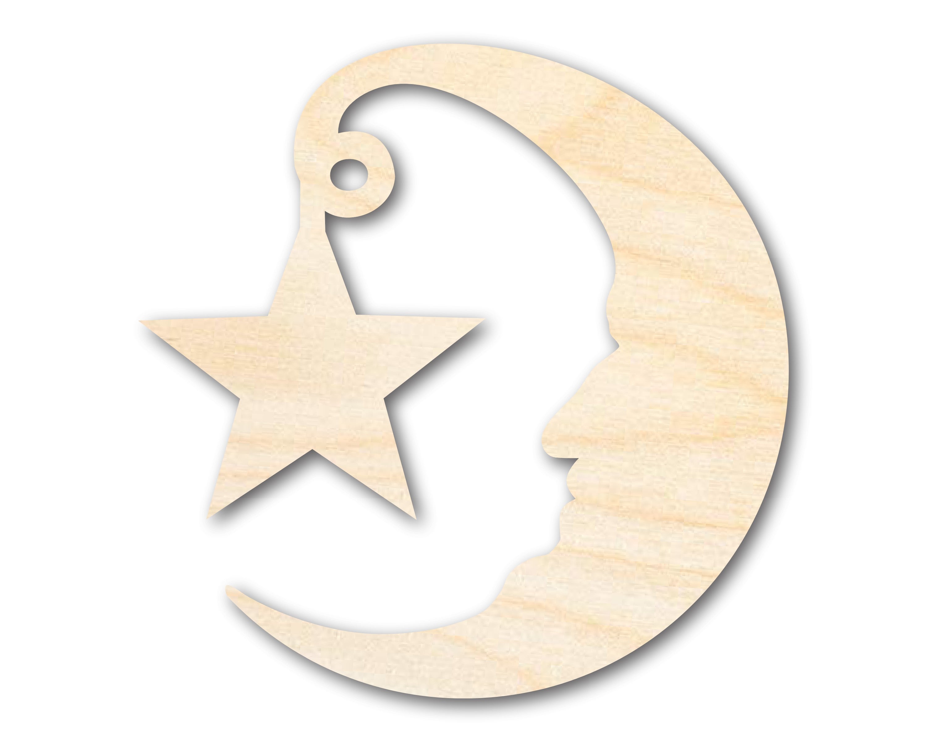 Unfinished Sanded Wood Moon and Star Silhouette Crafts up to 46 Inches