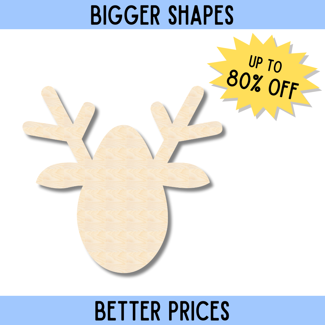 DIY Craft Unfinished Wood Cutout of a Larger and Improved Christmas Reindeer Silhouette
