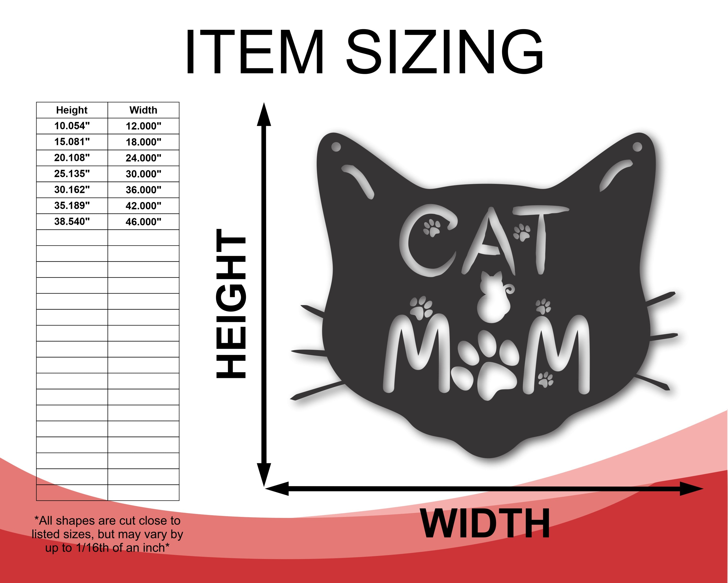 Customizable Metal Wall Art: 15 - Color Cat Mom Sign