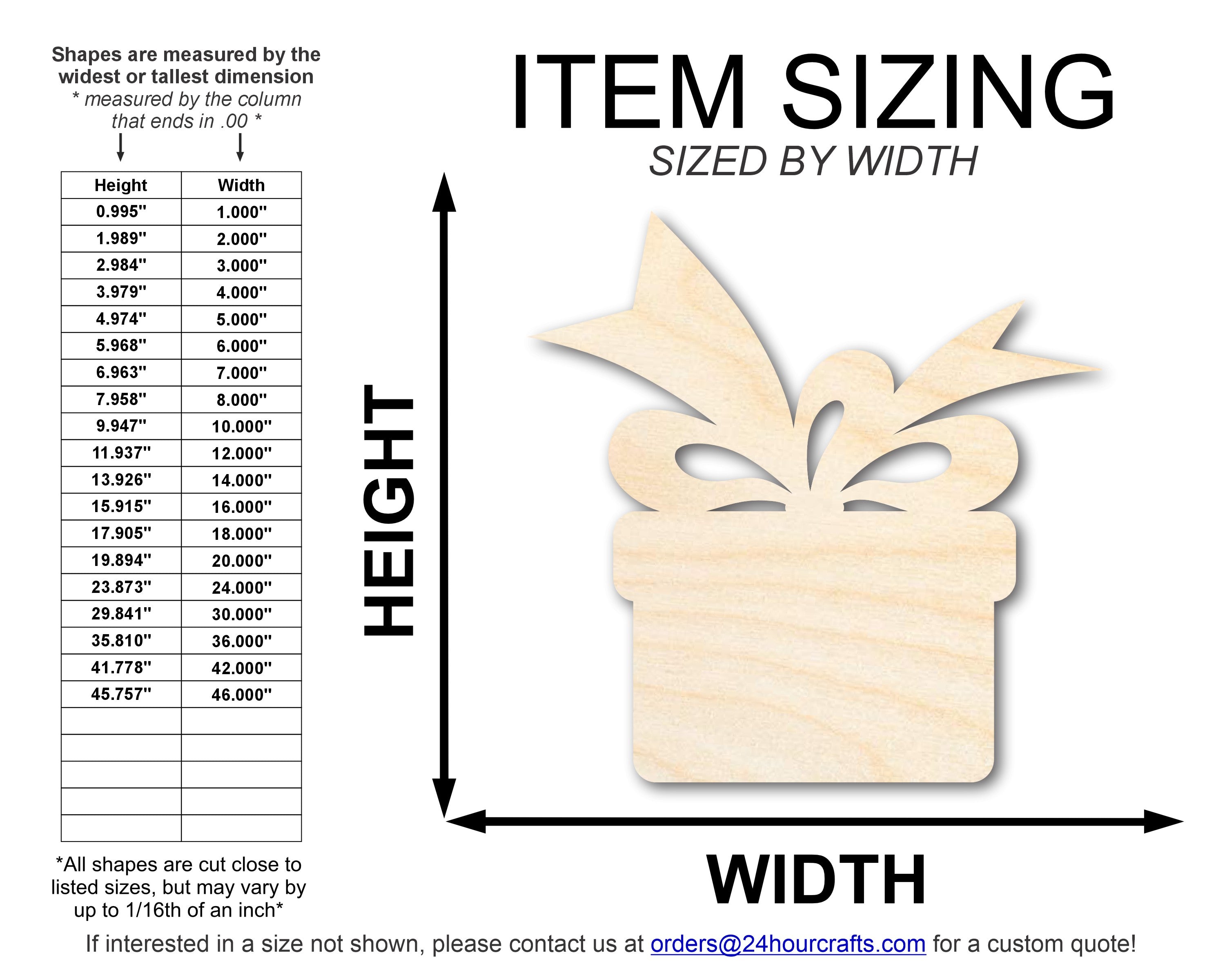 DIY Unfinished Birch Wood Christmas Present Cutout, Sizes Up to 36 Inches