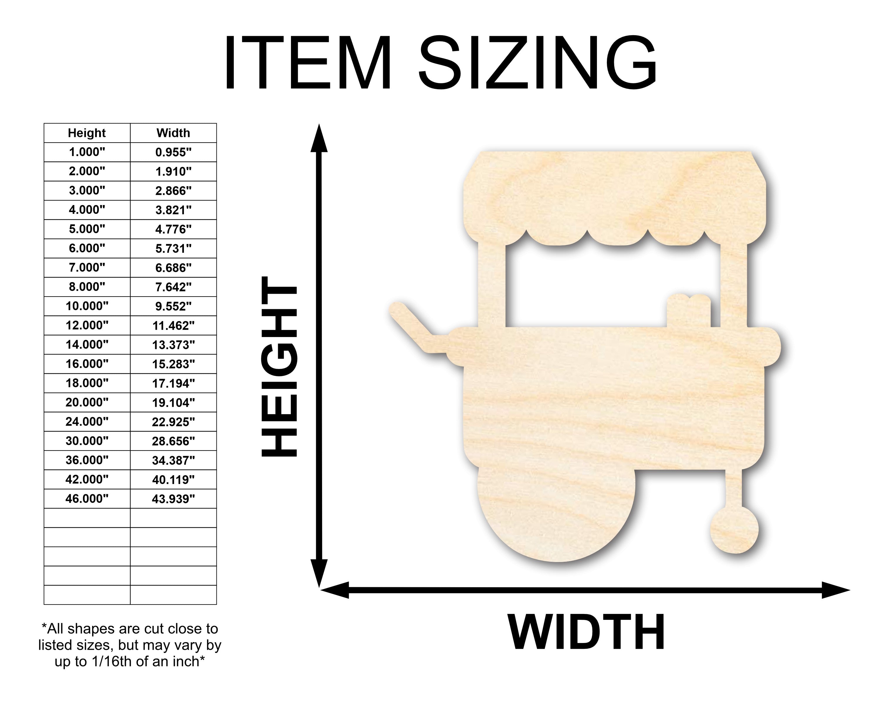 Unfinished Baltic Birch Wood Amusement Park Food Stand Shape Craft Cutout for DIY Projects up to 46 Inches