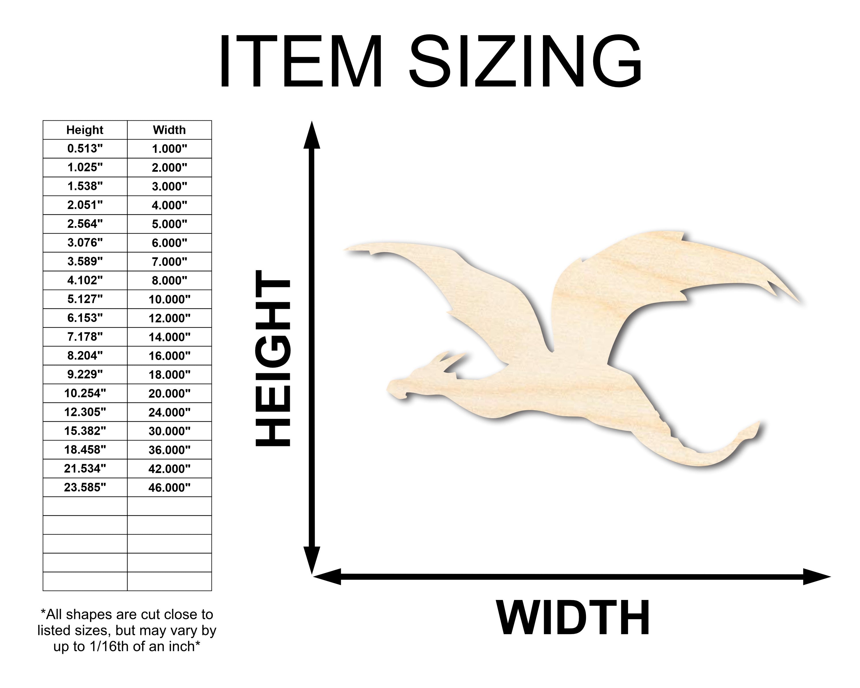 Unfinished Wood Handmade Flying Dragon Shape Craft - Ideal for DIY Projects, Sizes up to 46 Inches