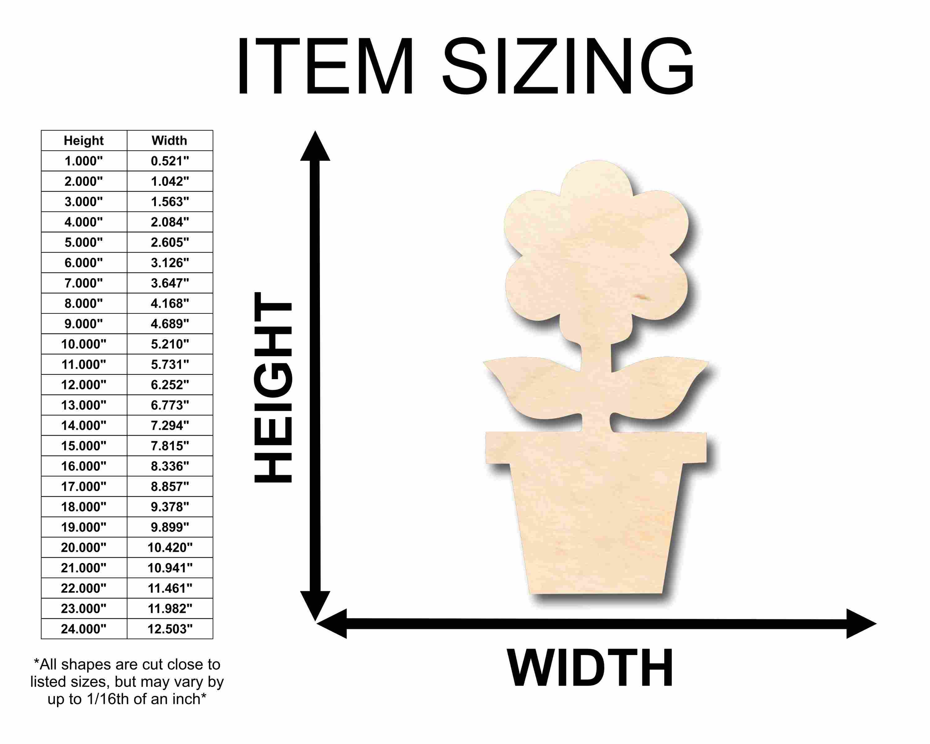 DIY Unfinished Wood Flower in Pot Silhouette Craft - Ideal for Up to 46 Do - It - Yourself Projects