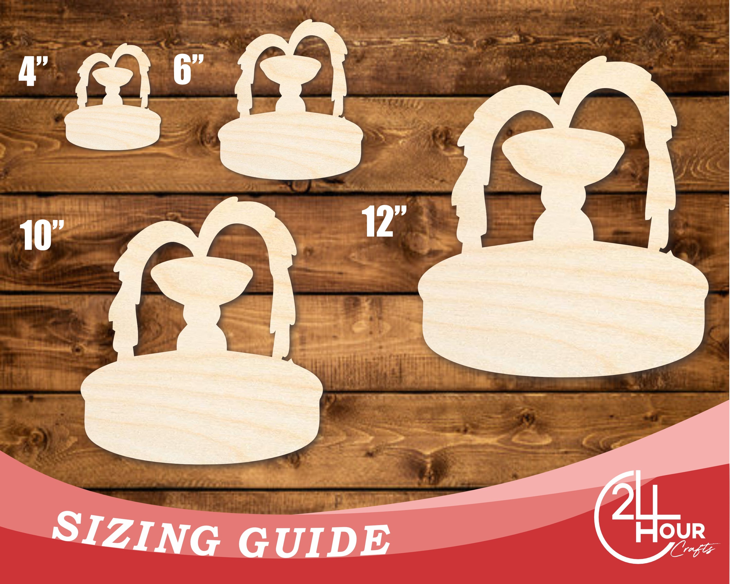 DIY Unfinished Baltic Birch Wood Water Fountain Shape Cutout - Up to 46 Inches