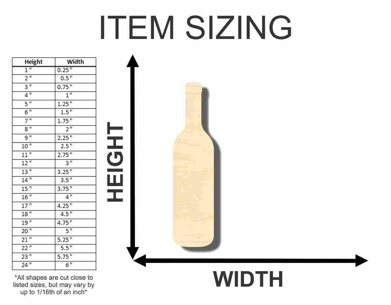 Unfinished Baltic Birch Wood Wine Bottle Shape Craft Items for Up to 46 DIY Projects