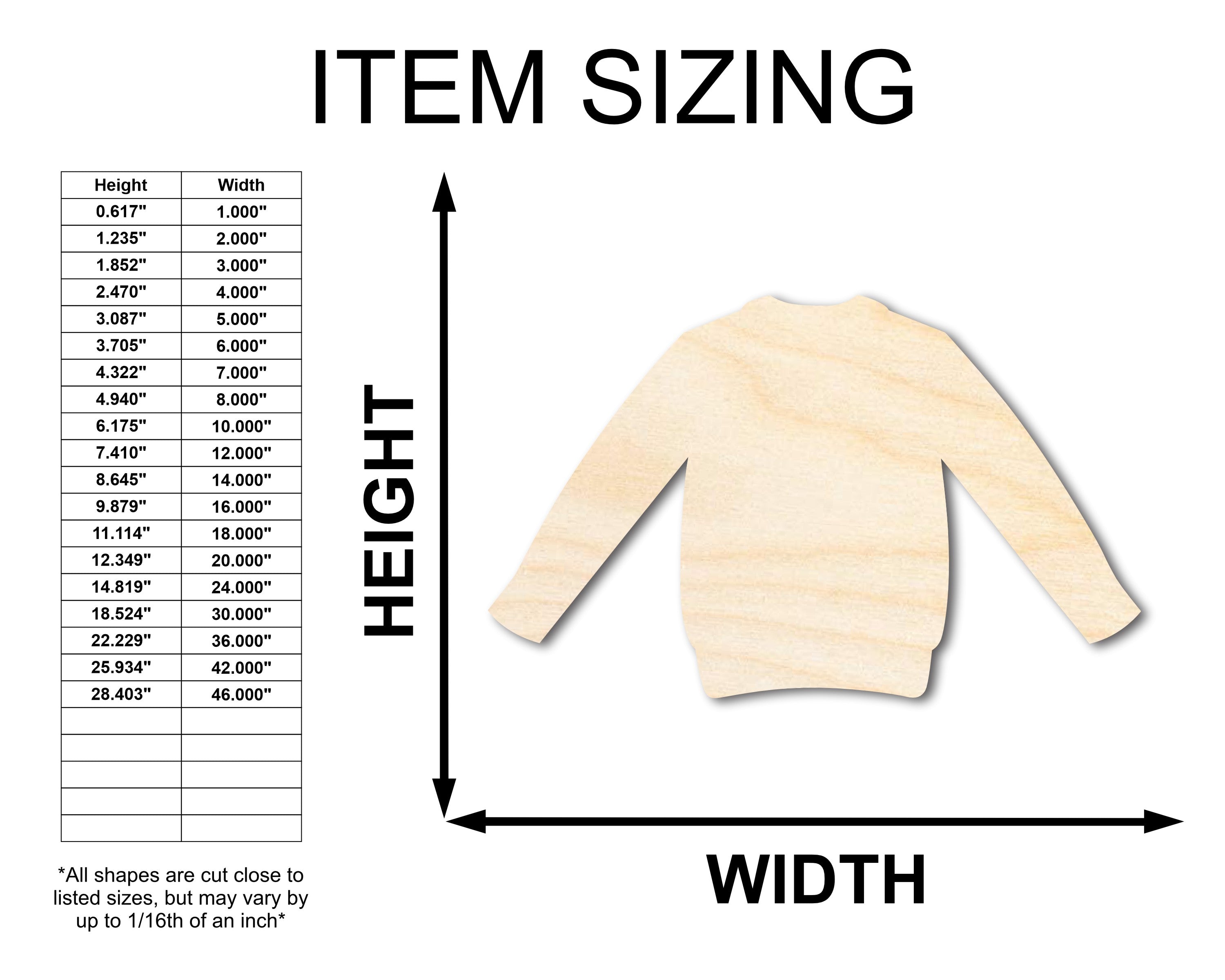 DIY Unfinished Wood Sweater Shapes for Clothing Crafts (Up to 46 Pieces)