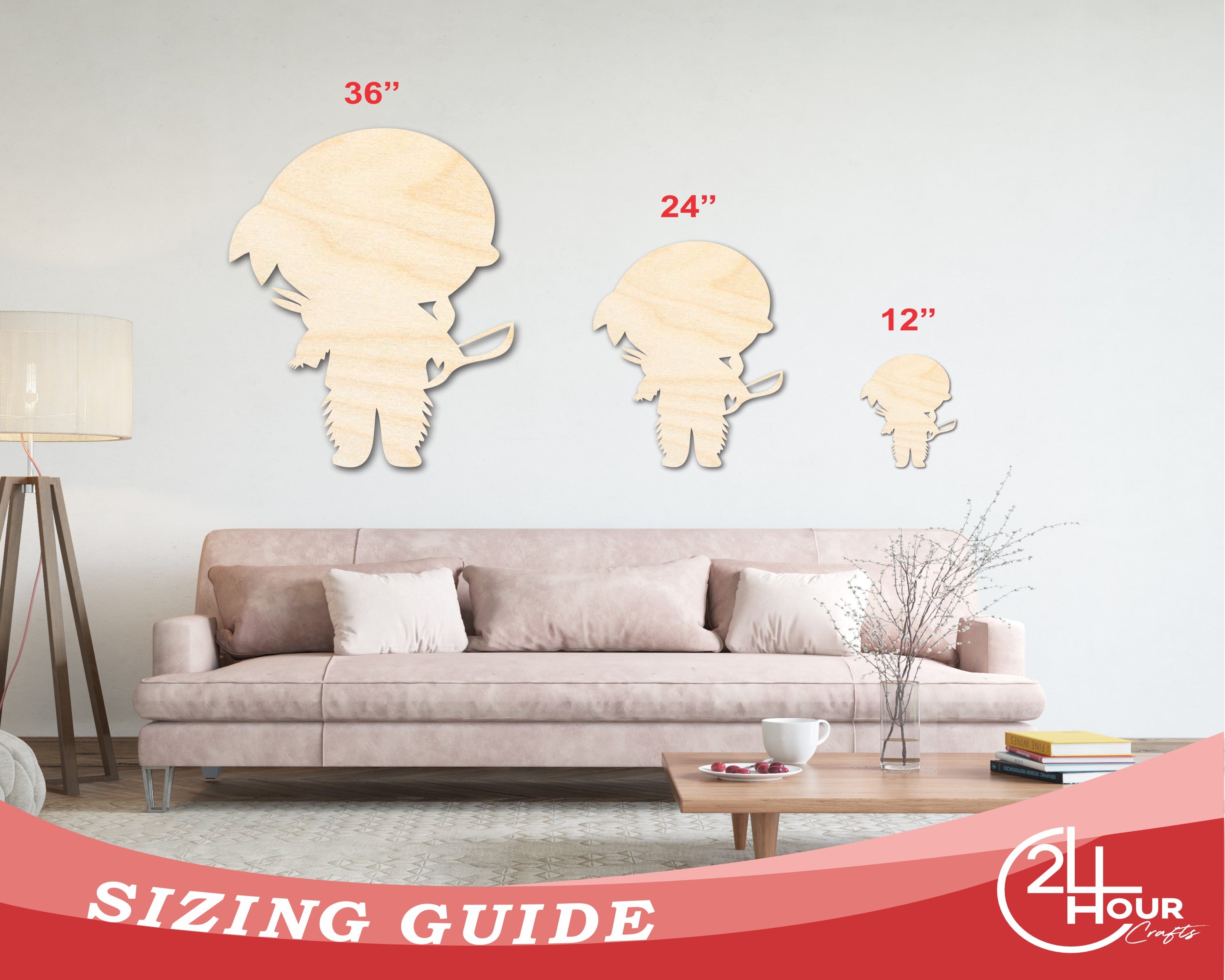 DIY Unfinished Baltic Birch Native Boy Shape Craft Cutout up to 46"