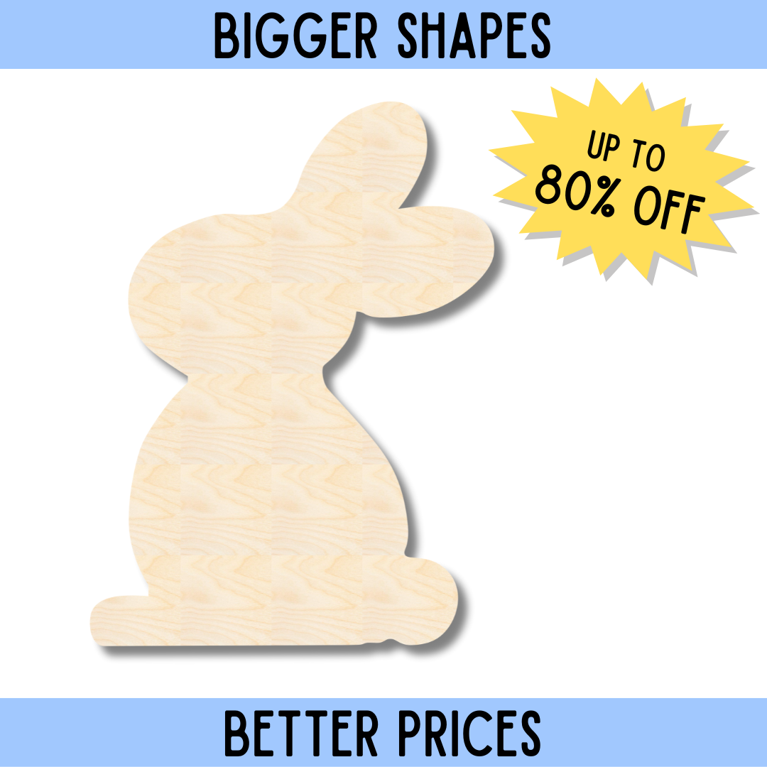 Large - Scale Unfinished Wood Easter Bunny Shape for DIY Craft Cutouts, Bigger and Better