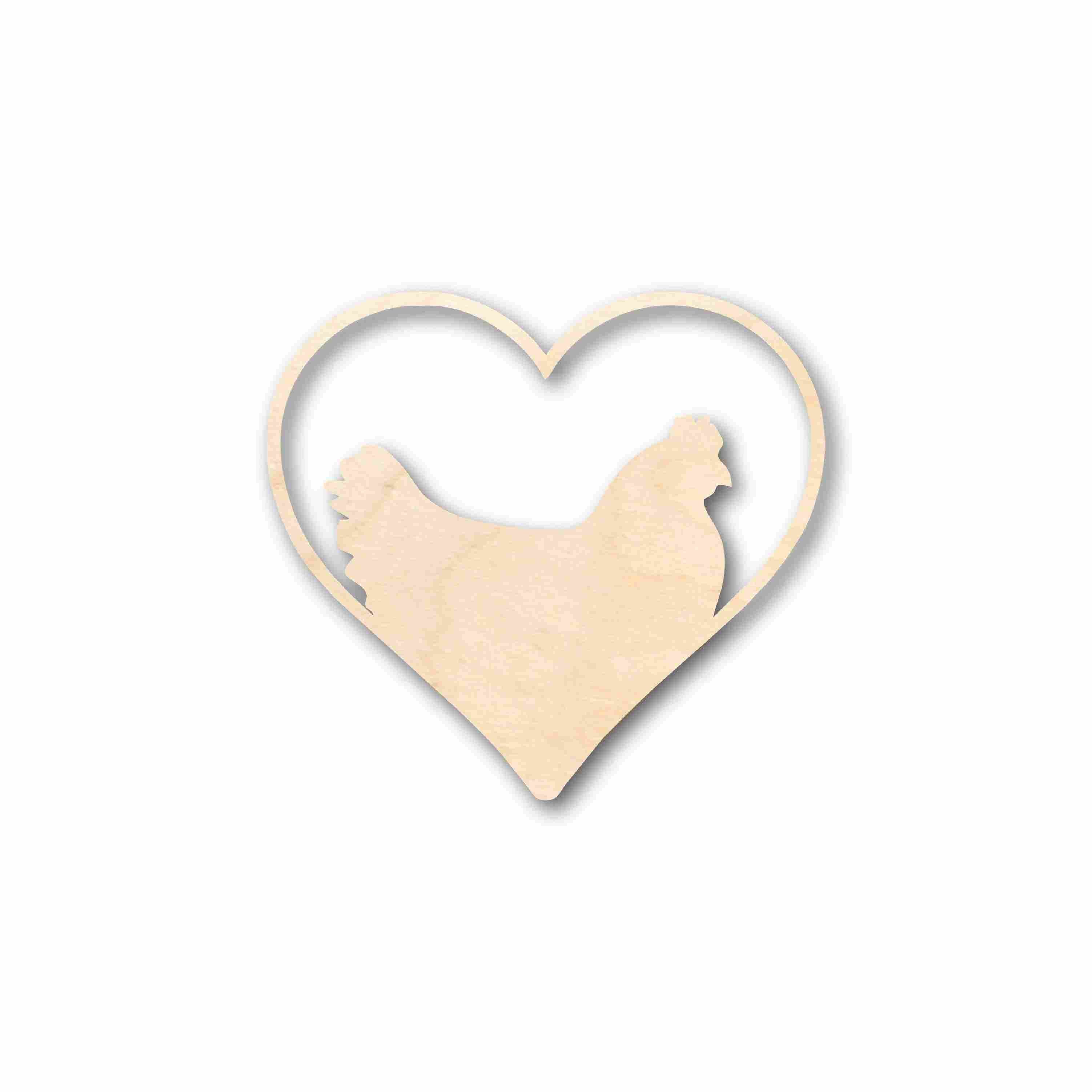 DIY Unfinished Wood Chicken Heart Silhouette - Up to 46 Crafting Options