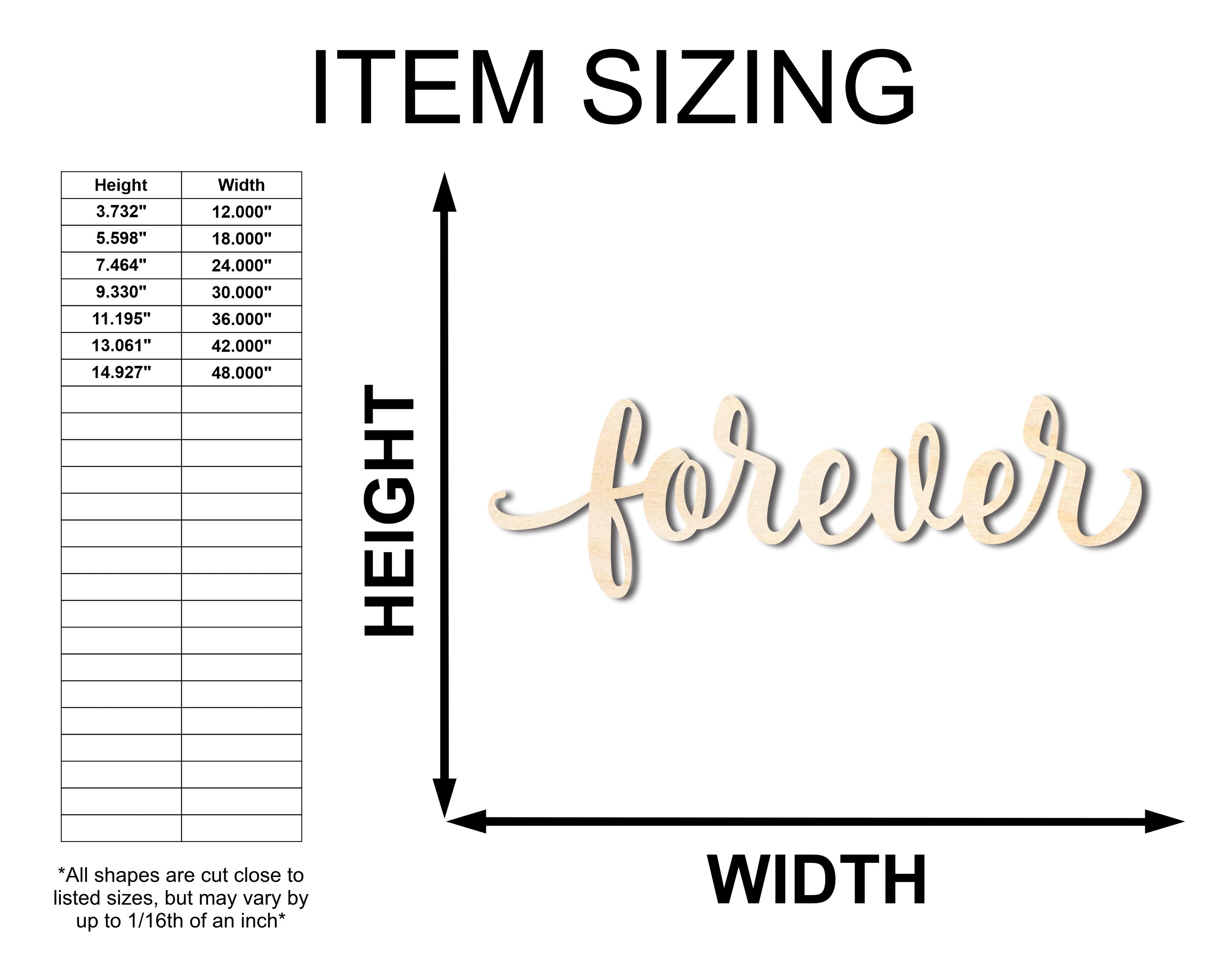 Unfinished Forever - Word Shape Wood Crafts up to 46