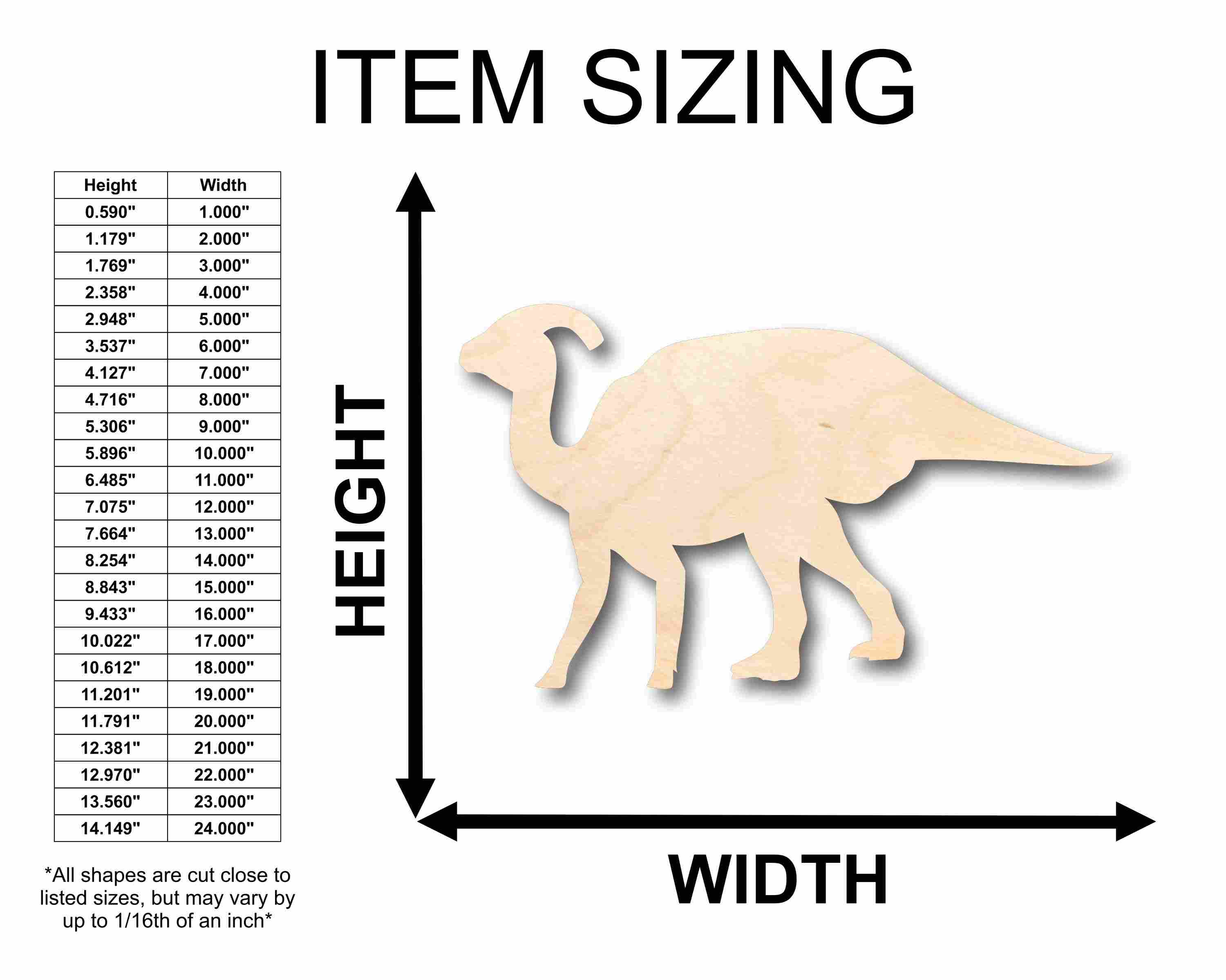 Unfinished DIY Craft Wood Hadrosaurid Duck - Bill Dinosaur Silhouette, Suitable for Up to 46 DIY Projects