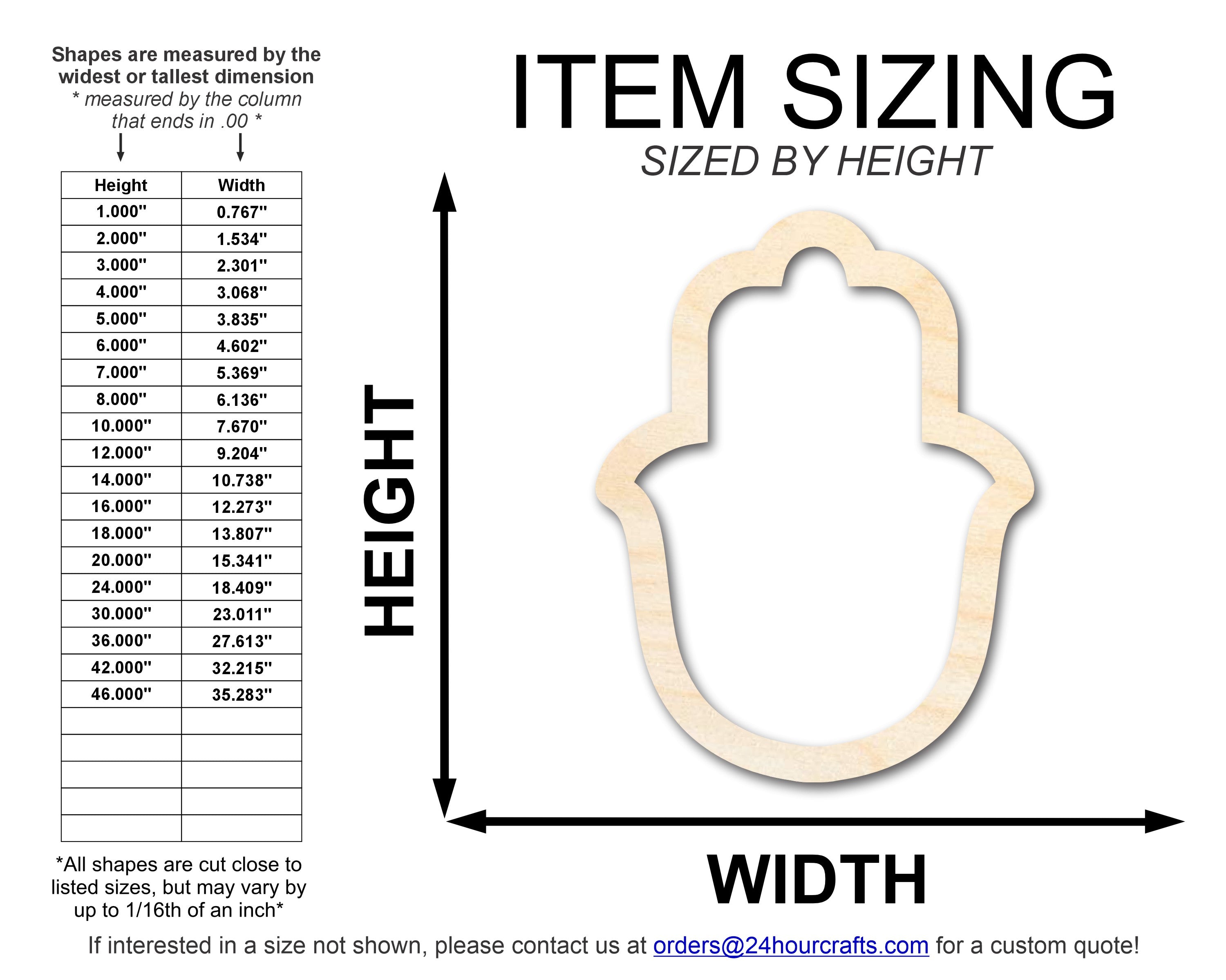 DIY Unfinished Baltic Birch Wood Hamsa Outline Cutout up to 46 Inches