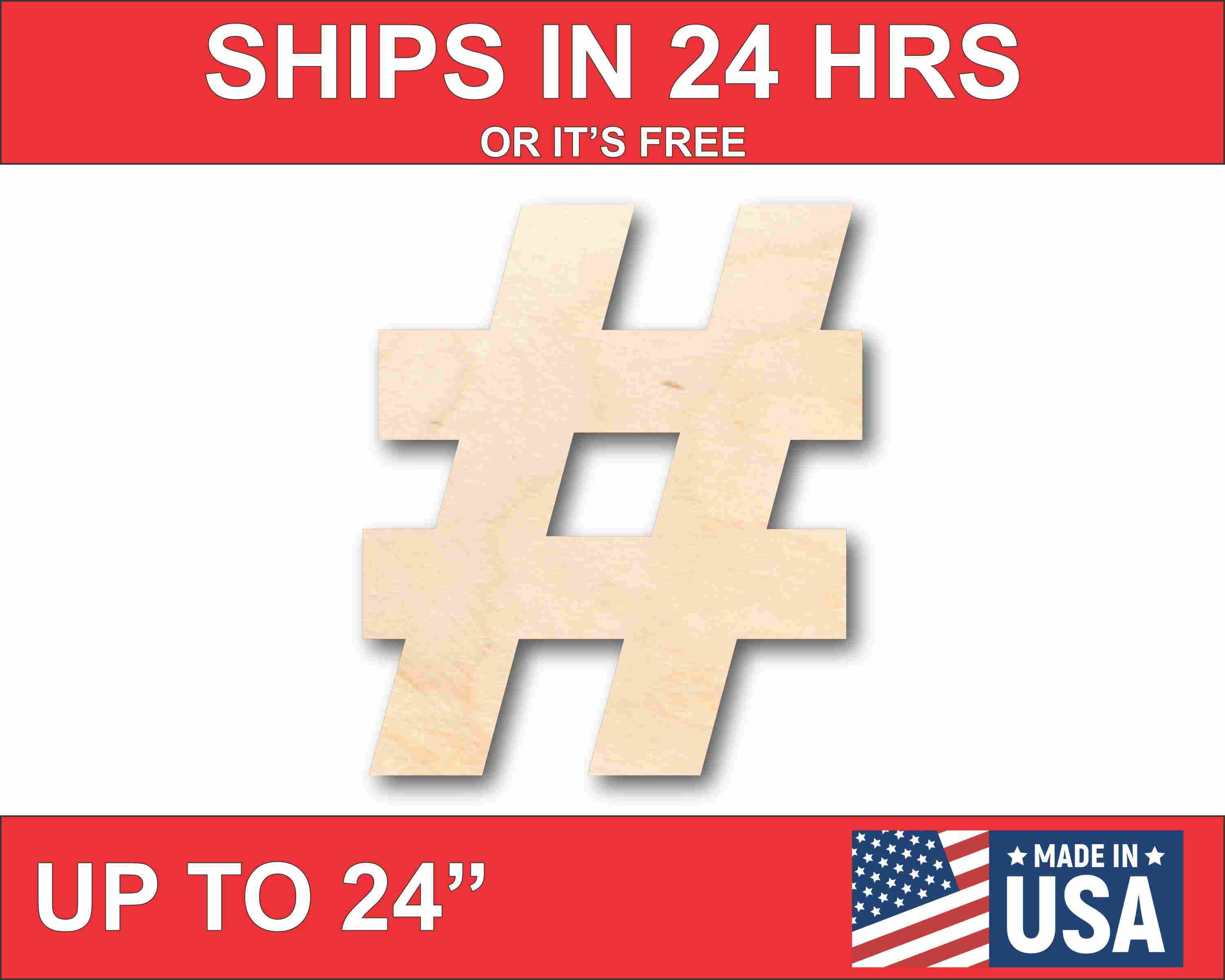 DIY Unfinished Wood Block Hashtag Symbol - Up to 46 for Crafts