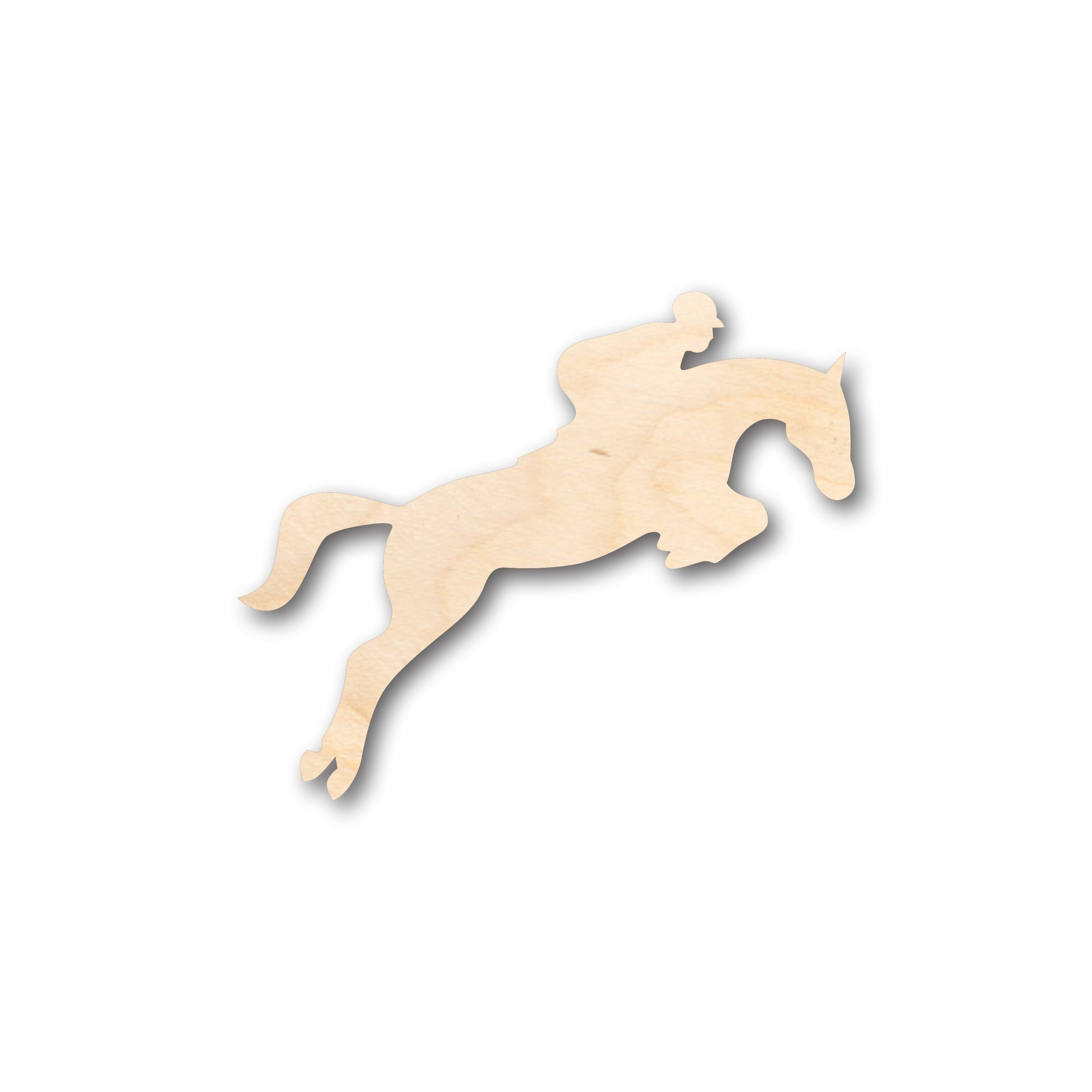 Unfinished DIY Craft Wood Jumping Horse with Rider Shape - Up to 46 Customizable Designs