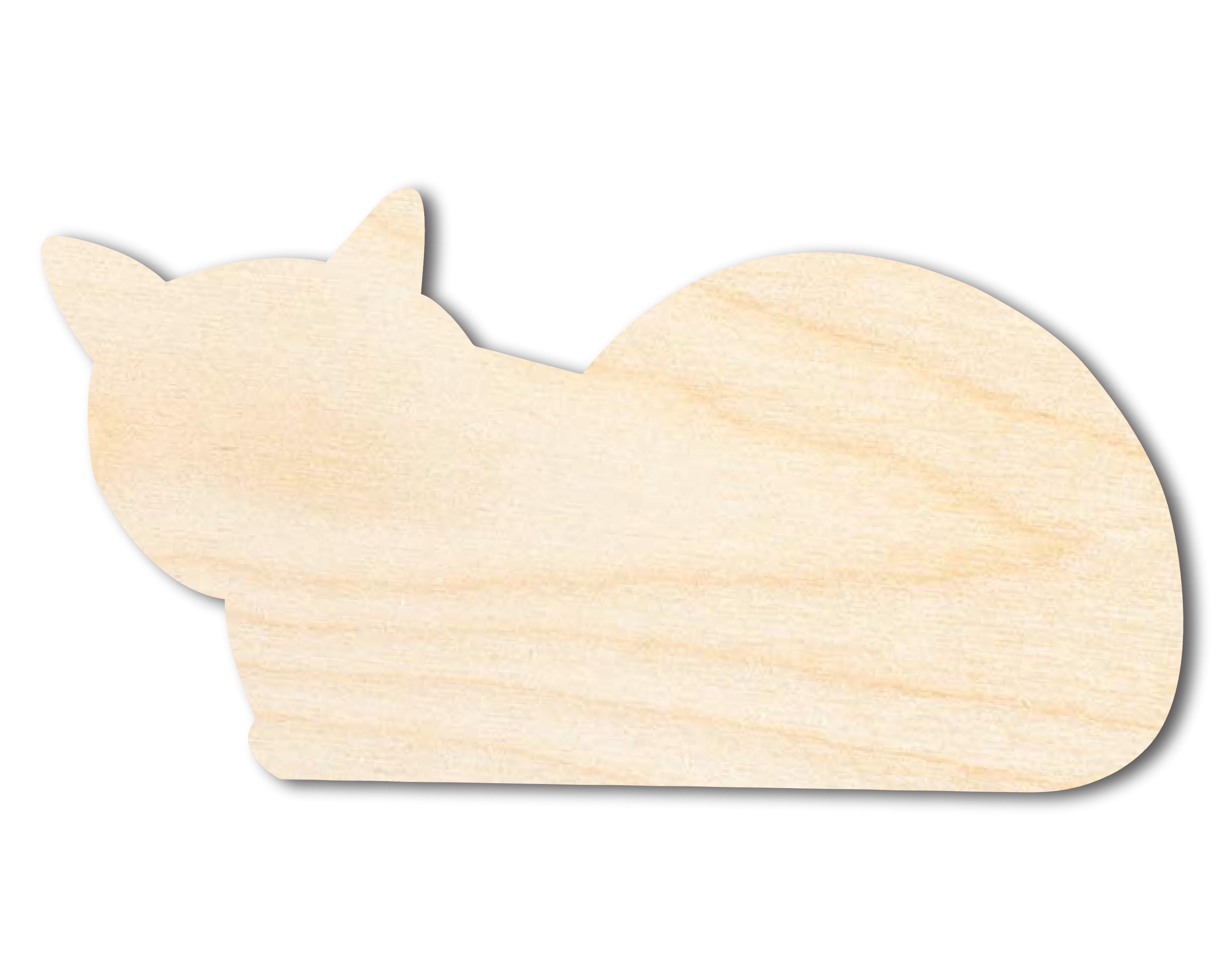 DIY Unfinished Baltic Birch Wood Laying Cat Shape Cutout - Up to 46 Inches