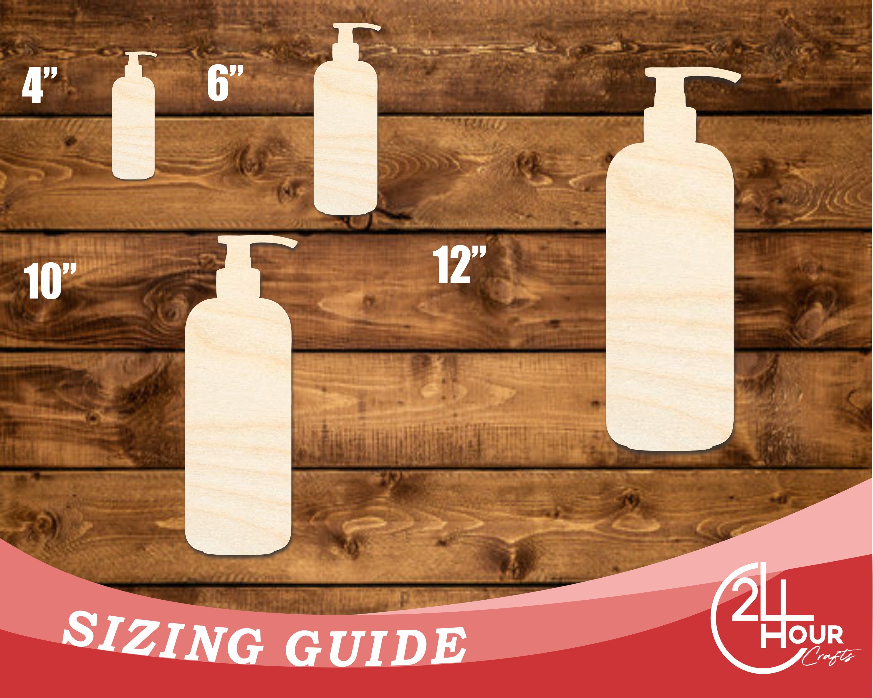 DIY Unfinished Baltic Birch Wood Lotion Bottle Cutouts, Up to 46" for Crafts