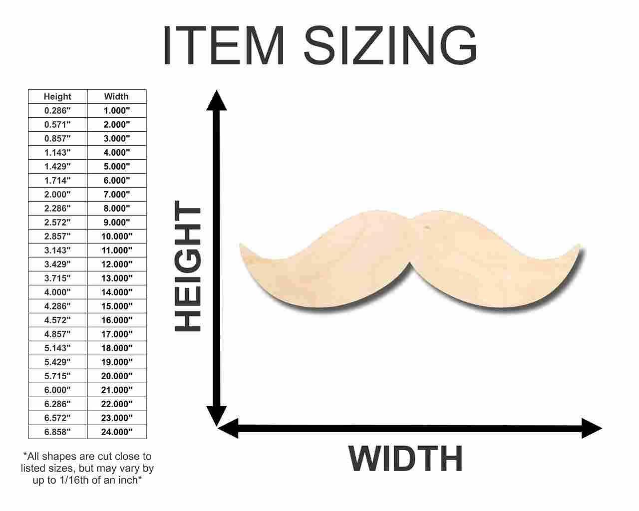 Unfinished Wood Craft in Mustache Shape - Ideal for up to 46 DIY Projects
