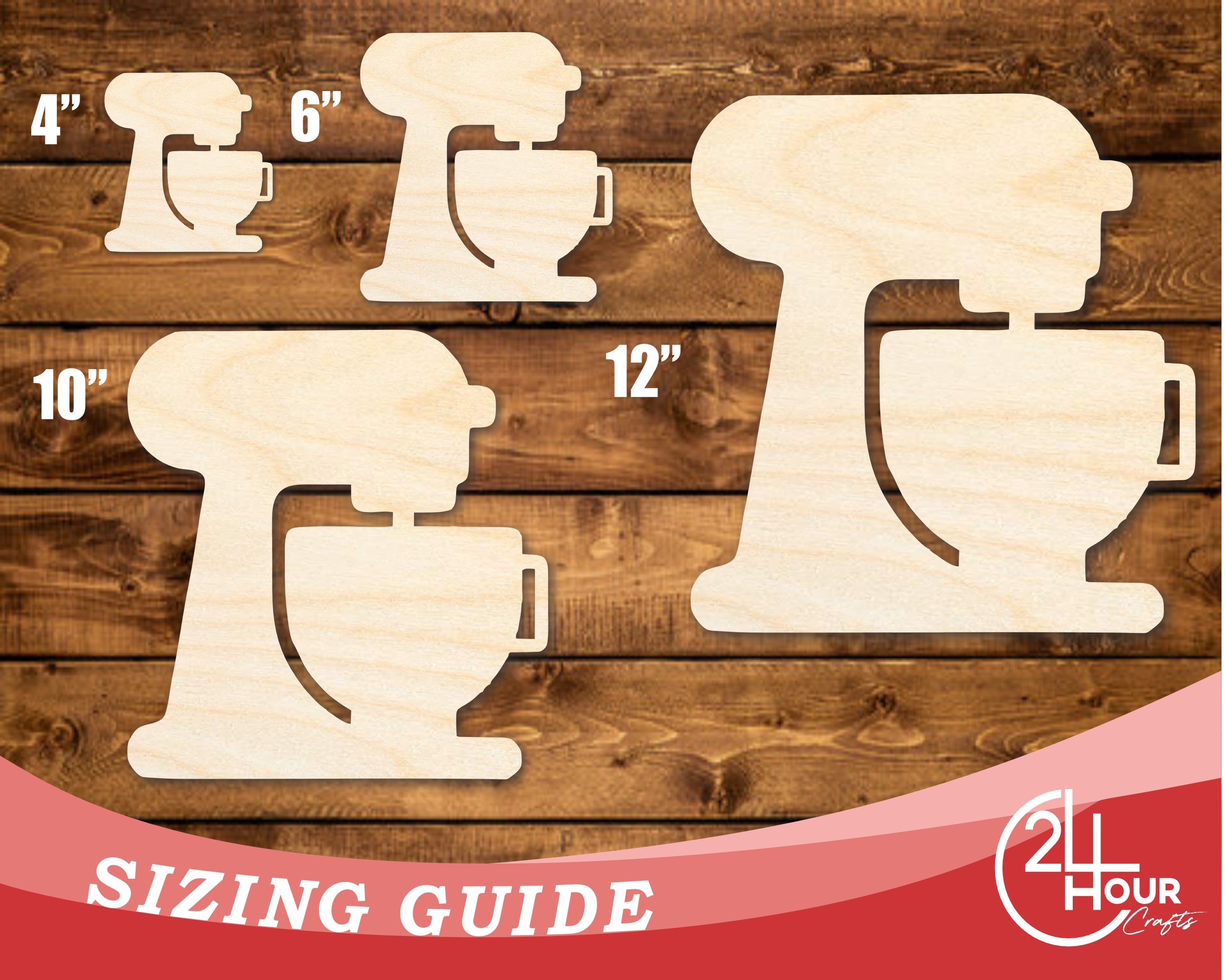DIY Unfinished Baltic Birch Wood Mixer Shape Cutout, Up to 46 Inches for Crafts