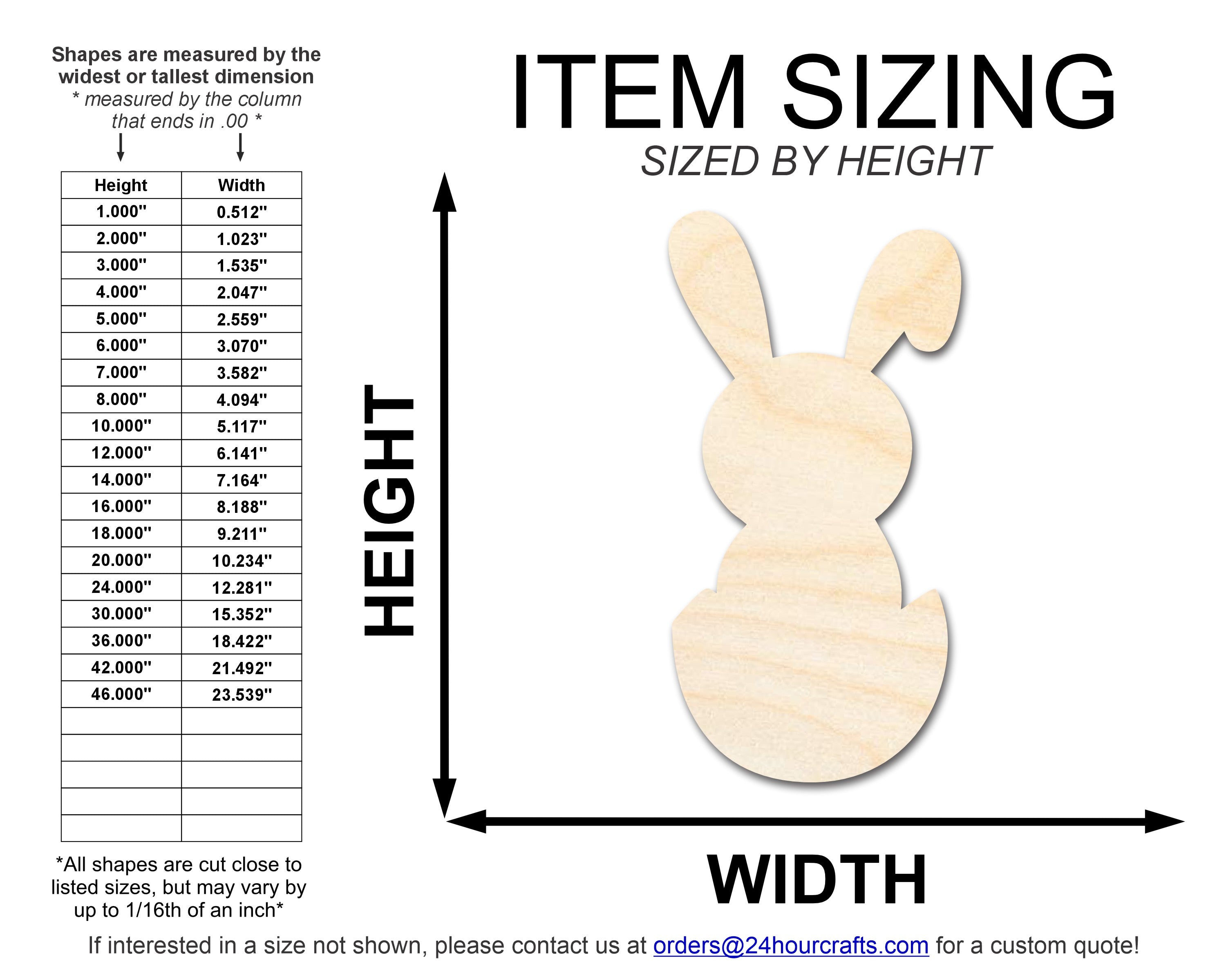 DIY Unfinished Baltic Birch Cute Bunny Shape Cutouts up to 46 Inches
