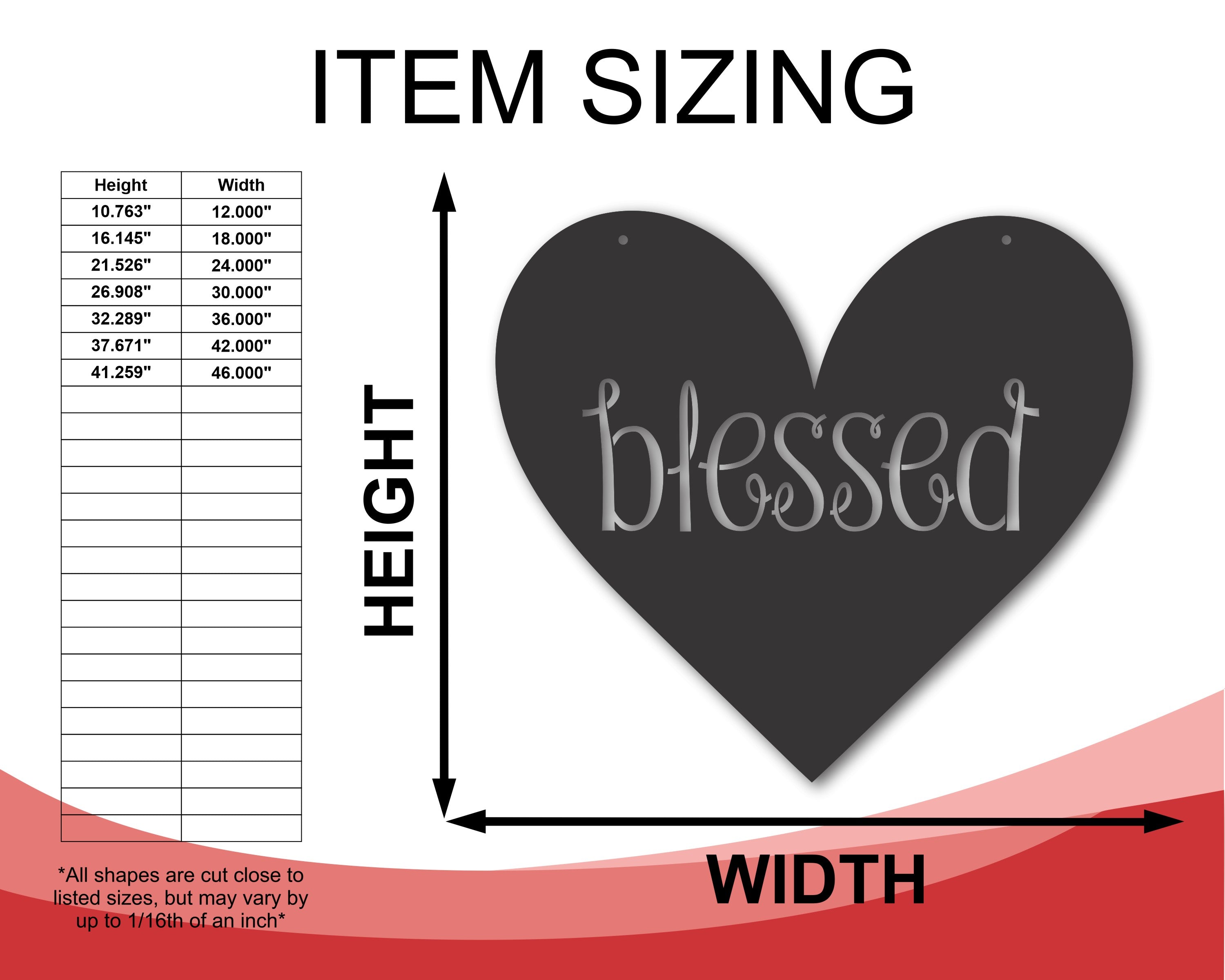 Decorative Metal Heart Wall Art - Metal Blessed Heart Sign with 15 Stunning Color Options