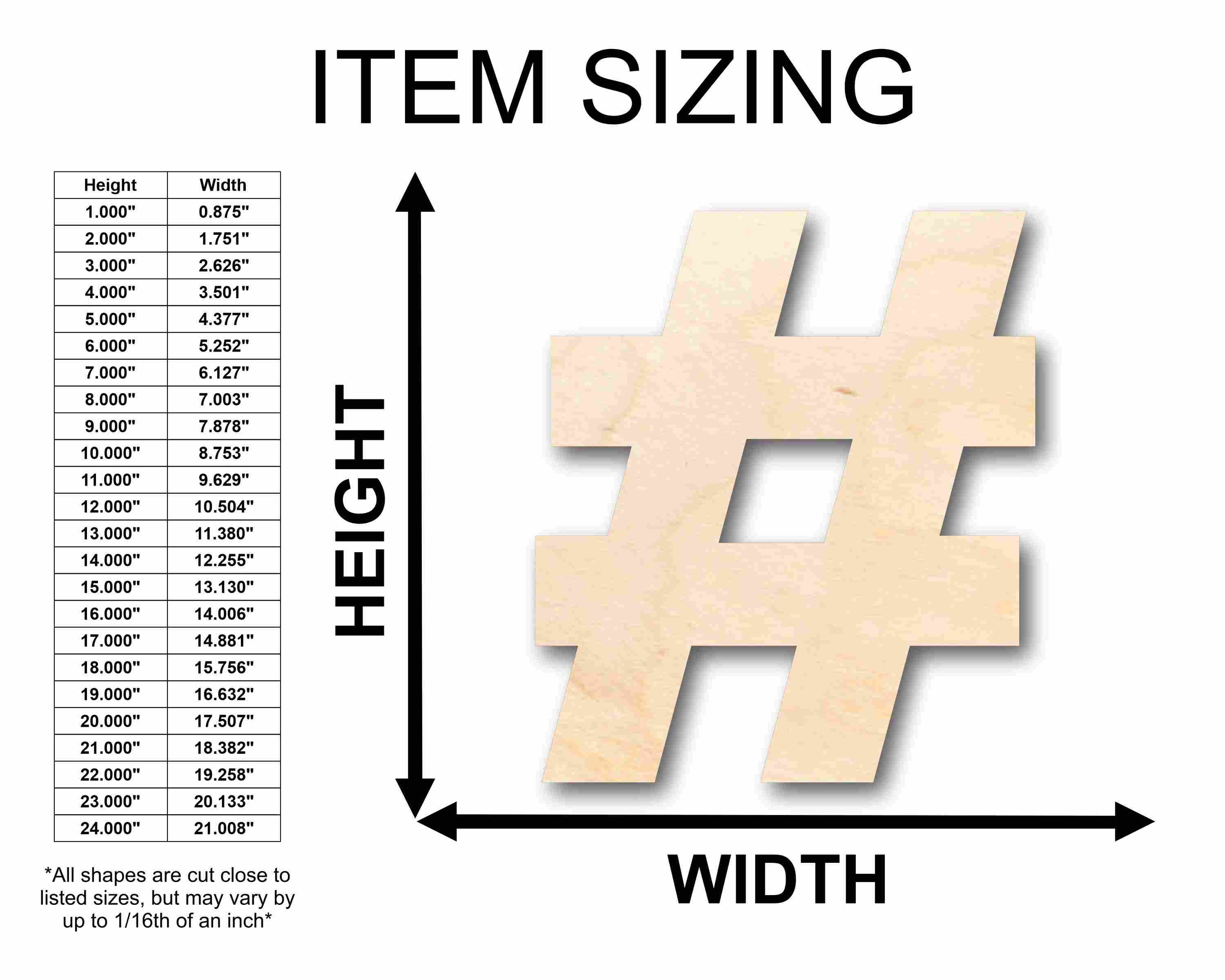 DIY Unfinished Wood Block Hashtag Symbol - Up to 46 for Crafts
