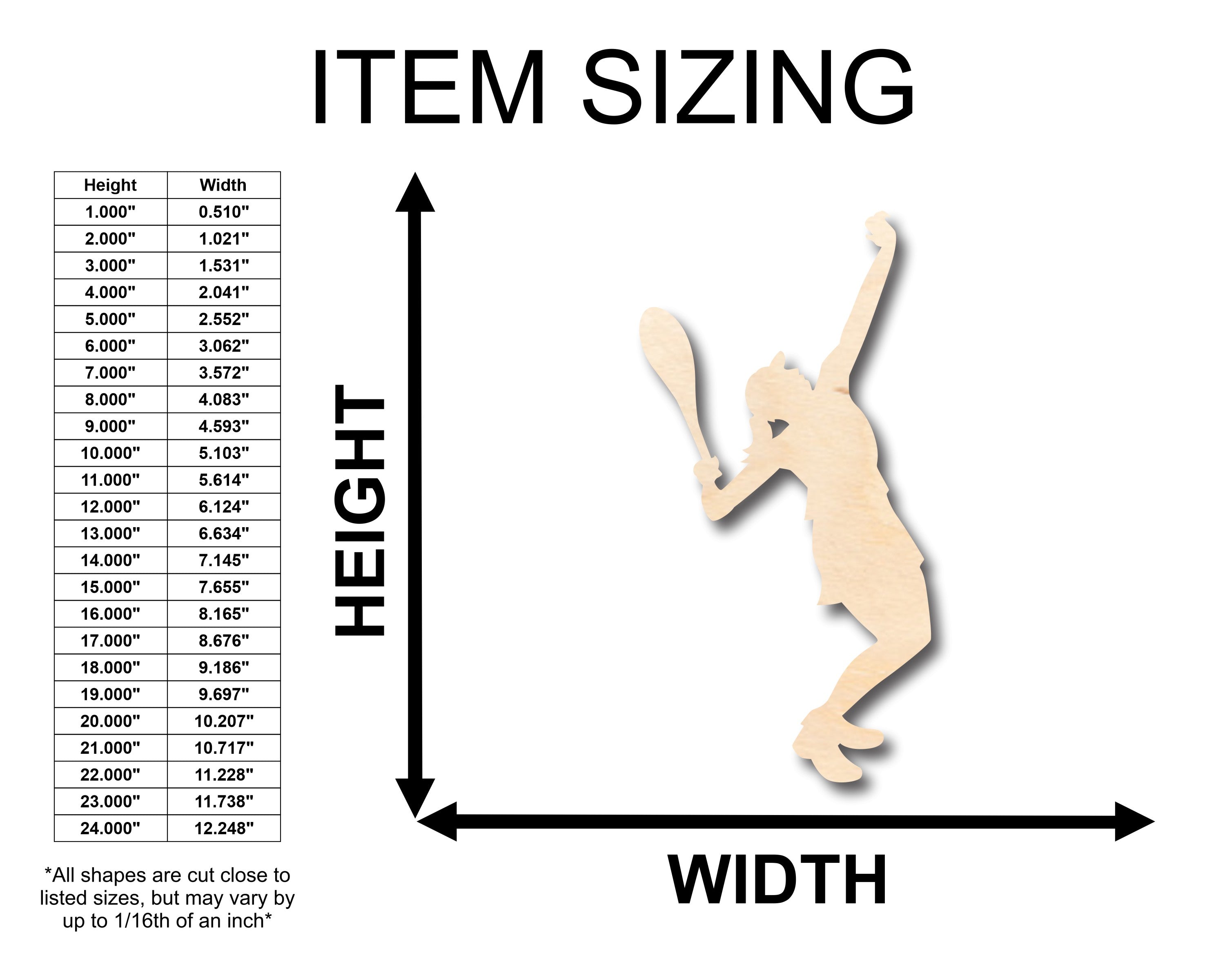 DIY Unfinished Wood Girl Tennis Serve Shape Craft up to 46