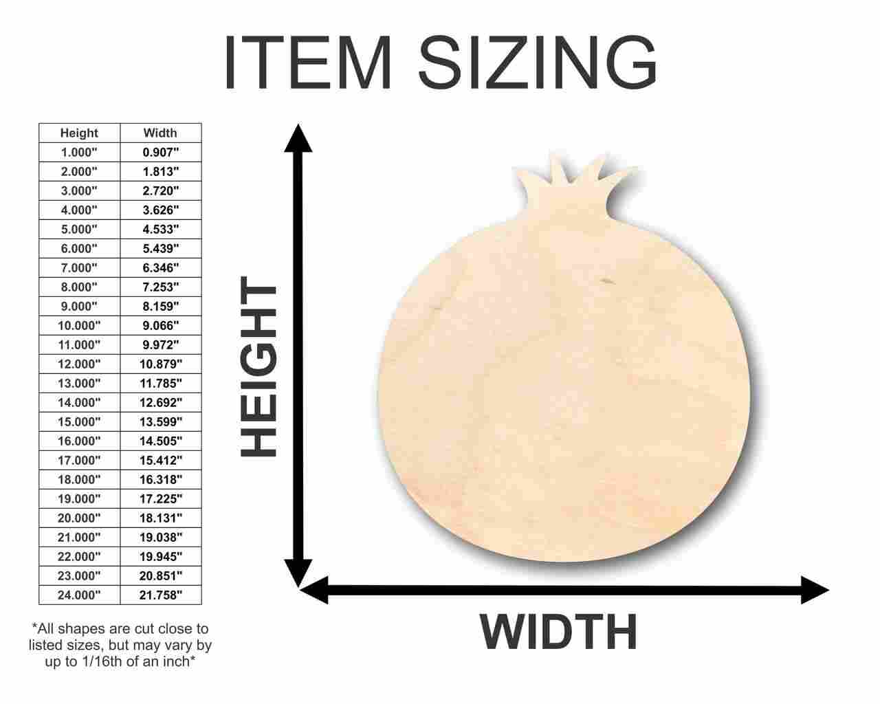 DIY Unfinished Wood Pomegranate Shape Crafts up to 24 Inches