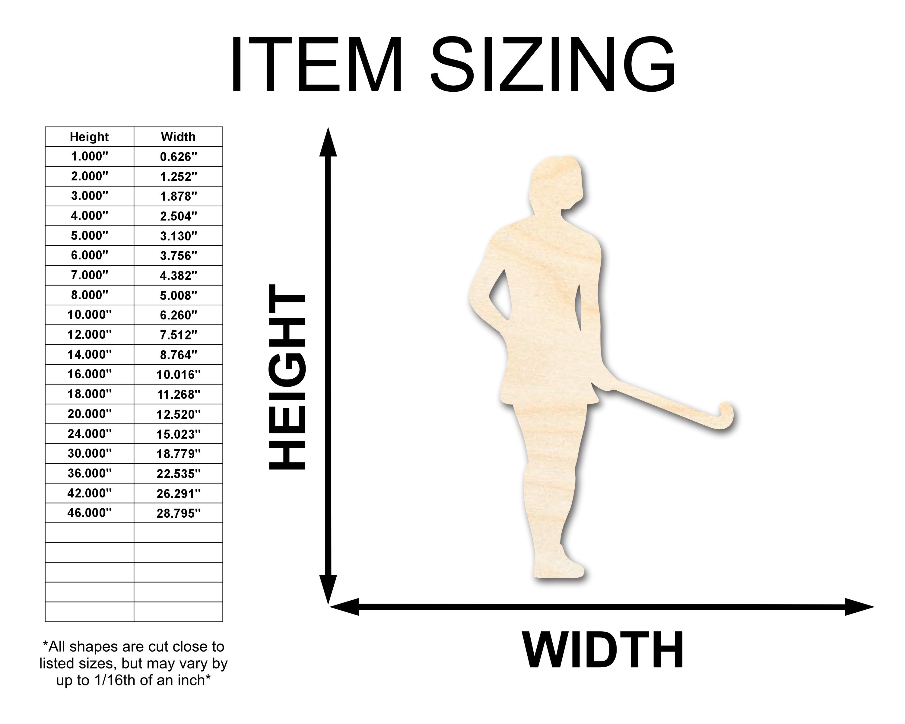 Unfinished Baltic Birch Wood Field Hockey Player Silhouette Cutout for DIY Sports Crafts, Sizes up to 46 Inches