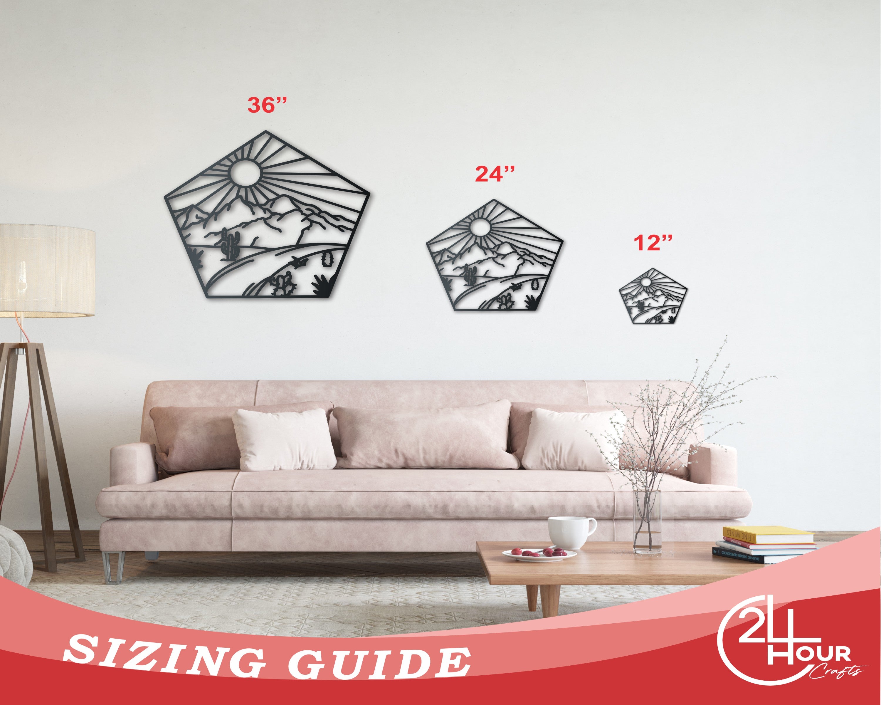 Customizable Metal Desert Landscape Wall Art | Indoor/Outdoor | Up to 46 | 20+ Color Options