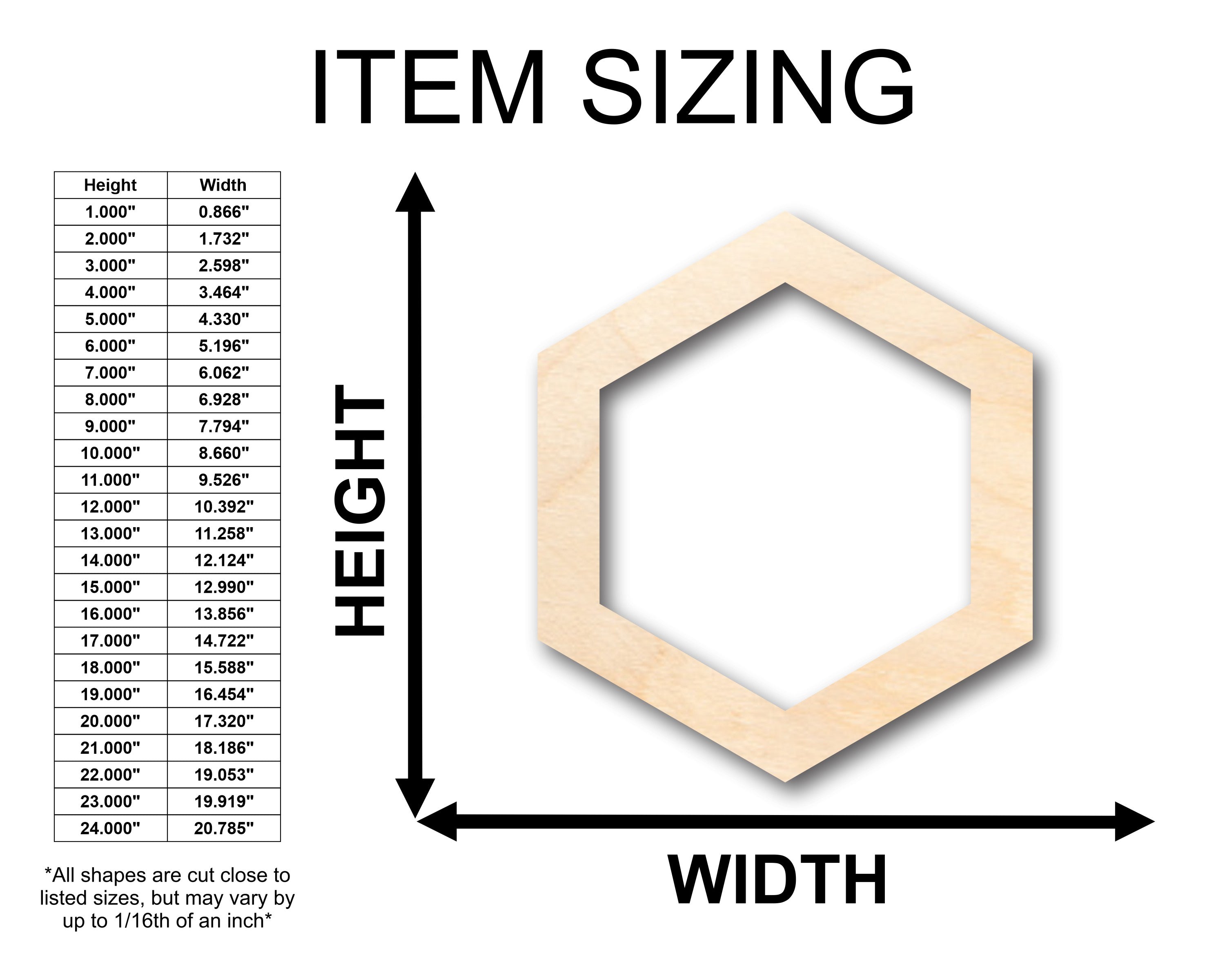Unfinished Wood Hollow Hexagon Honeycomb Shape Craft Items for Up to 46 DIY Projects