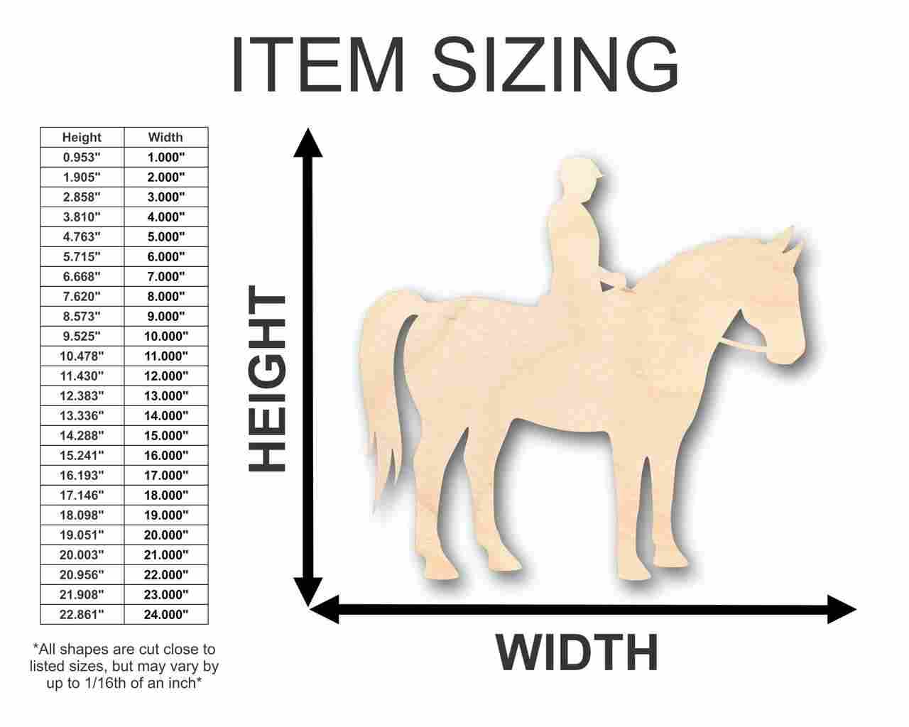DIY Unfinished Wood Horse Riding Shape for Sports and Crafts, up to 24 Inches