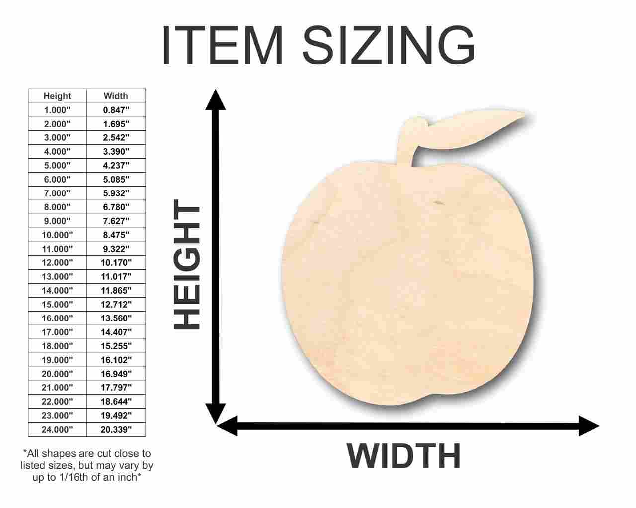 DIY Unfinished Wood Peach Shapes - Ideal for Crafts, up to 24 Inches