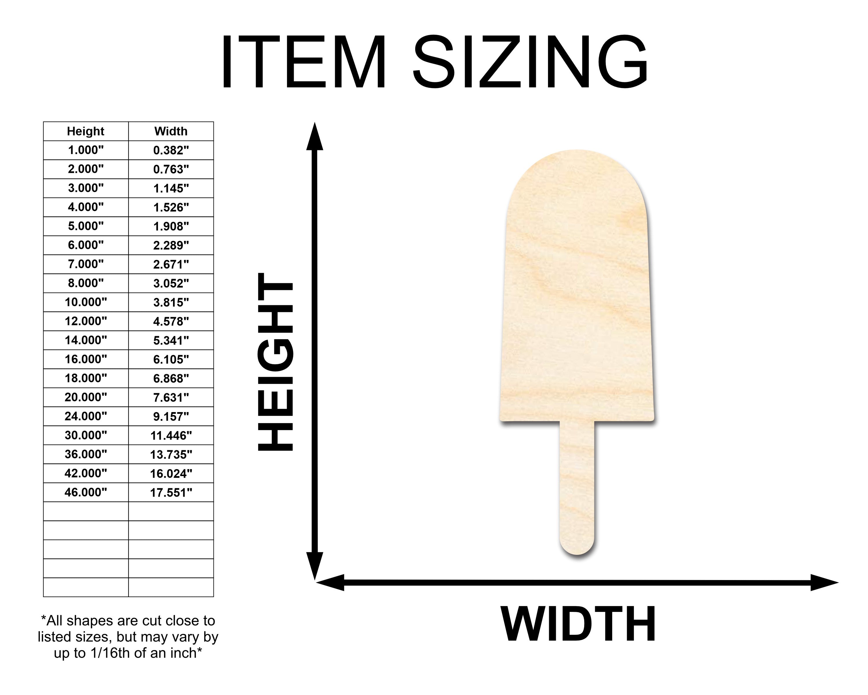 Unfinished Wooden Summer Ice - Cream Popsicle - Shaped Craft Cutout for Up to 46 Do - It - Yourself Projects