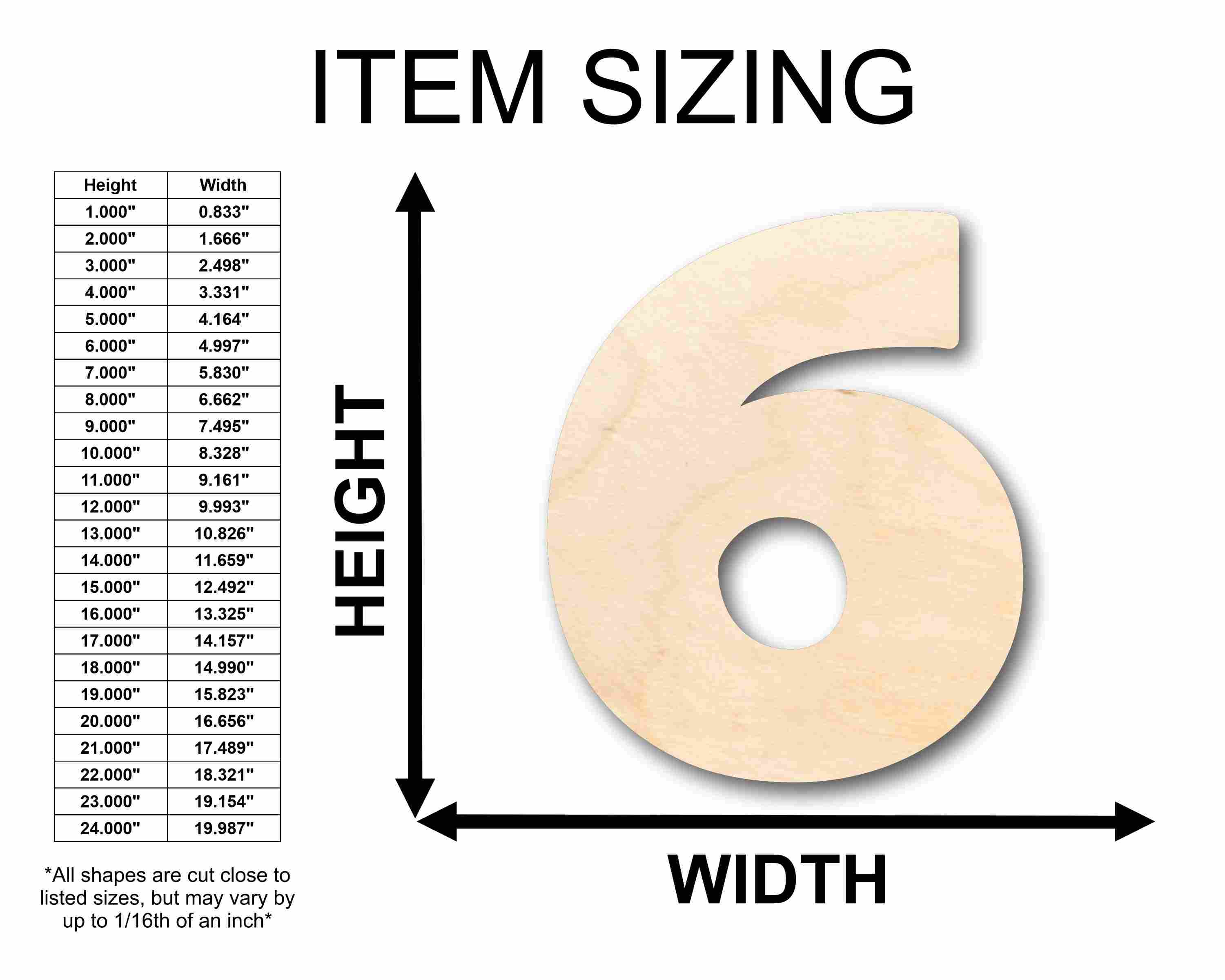 DIY Unfinished Wood Block Number 6 for Up to 46 Craft Projects