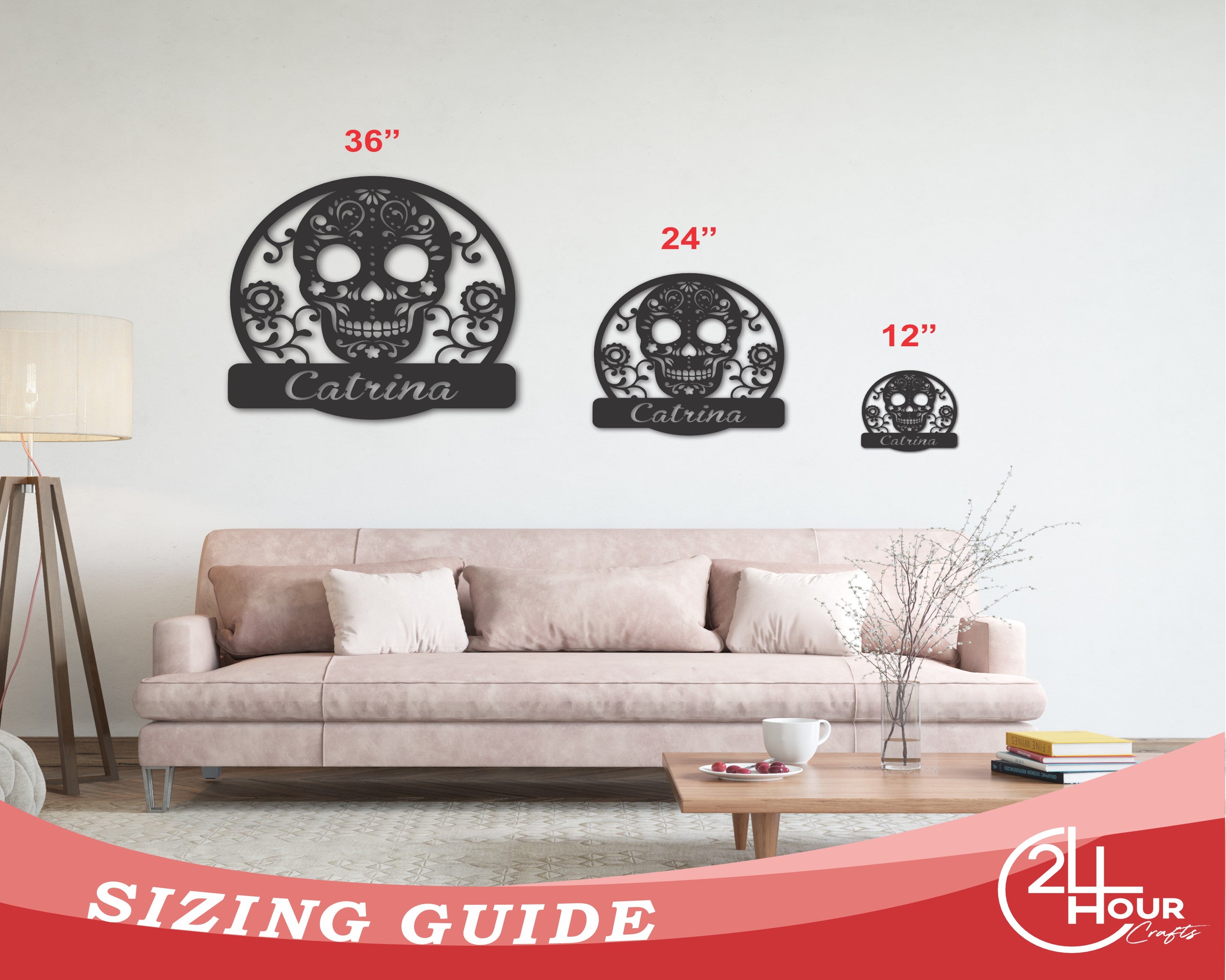 Customizable Metal Sugar Skull Wall Art Decor with 15 Color Choices for Unique Home Decoration