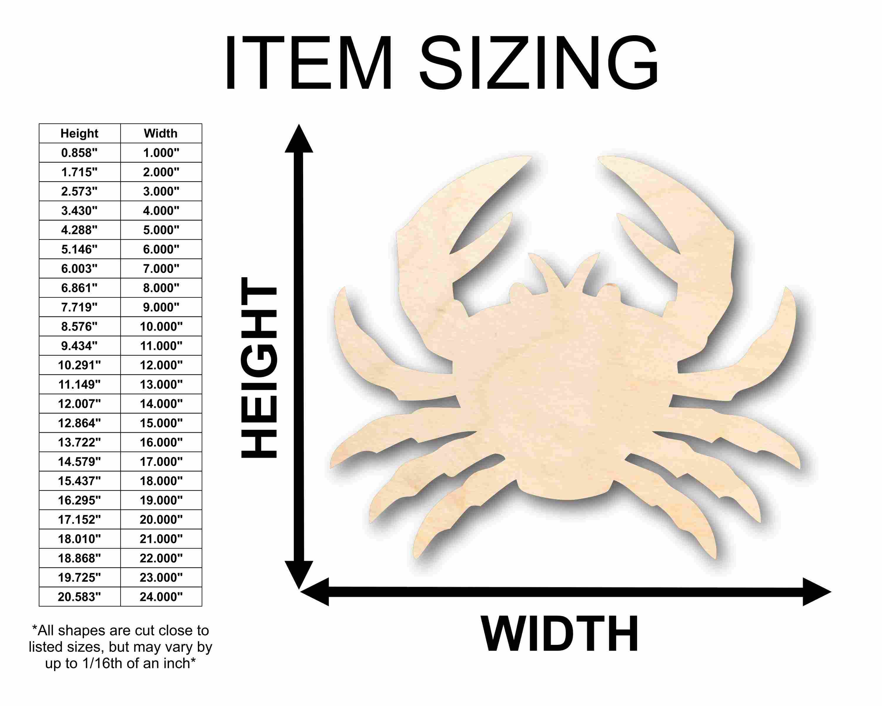 Unfinished Baltic Birch Wood Crab Silhouette - Ideal for Up to 46 DIY Craft Projects