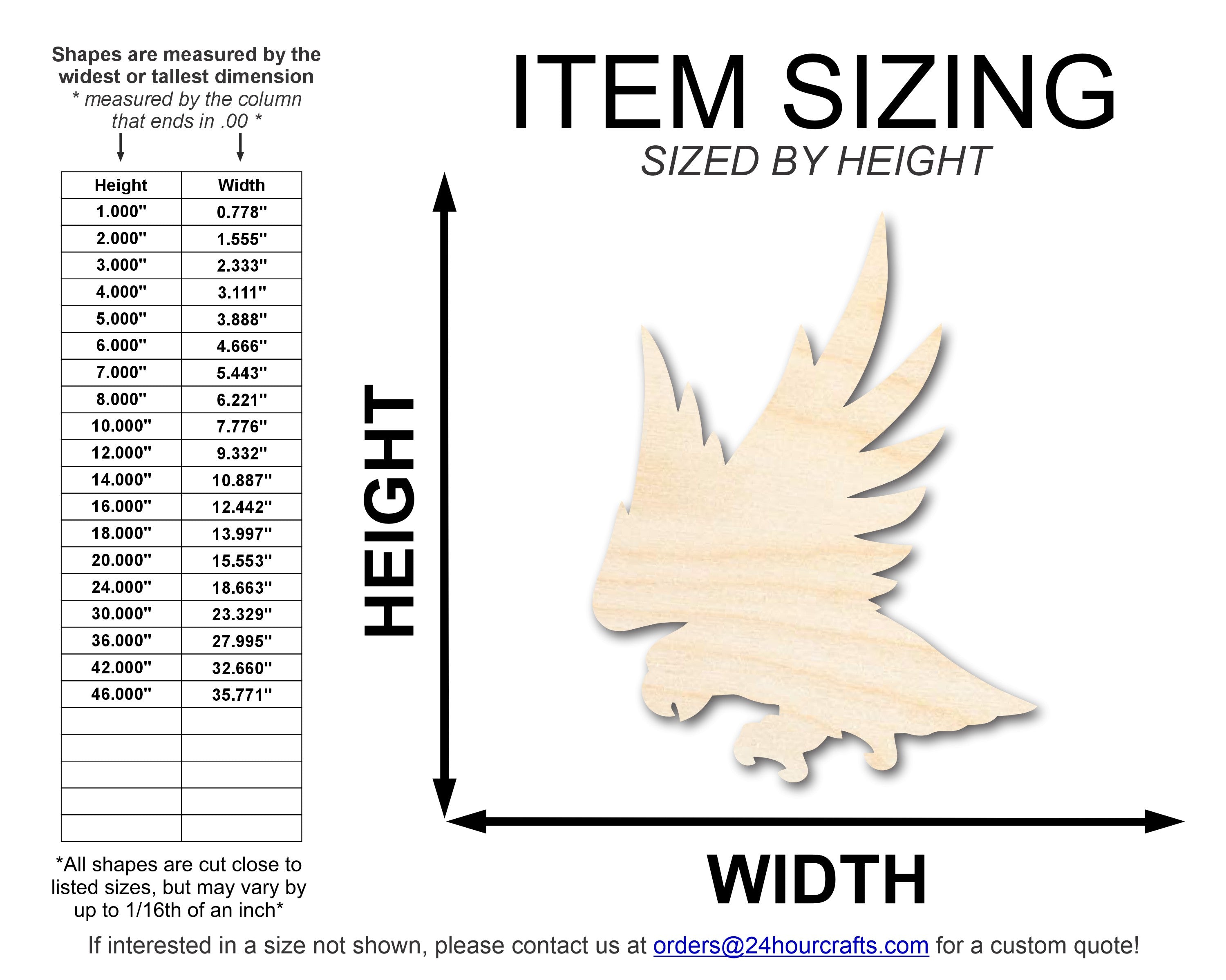 Unfinished DIY Craft Cutout of Wood Hawk Mascot Shape with Up to 46 DIY Options