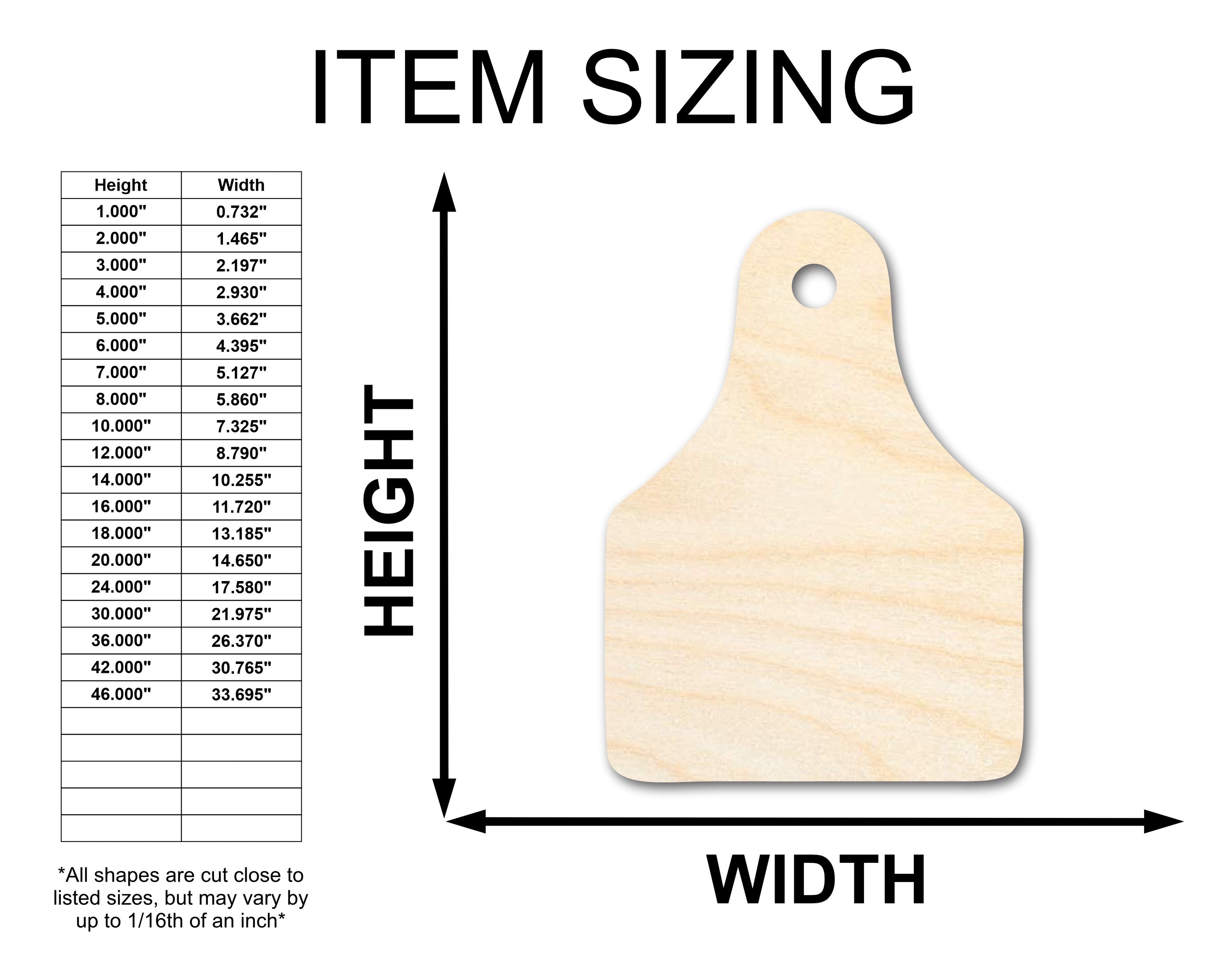 Unfinished Wood Cow Tag Shape Craft Items for Farm DIY Projects - Up to 46 Pieces Available
