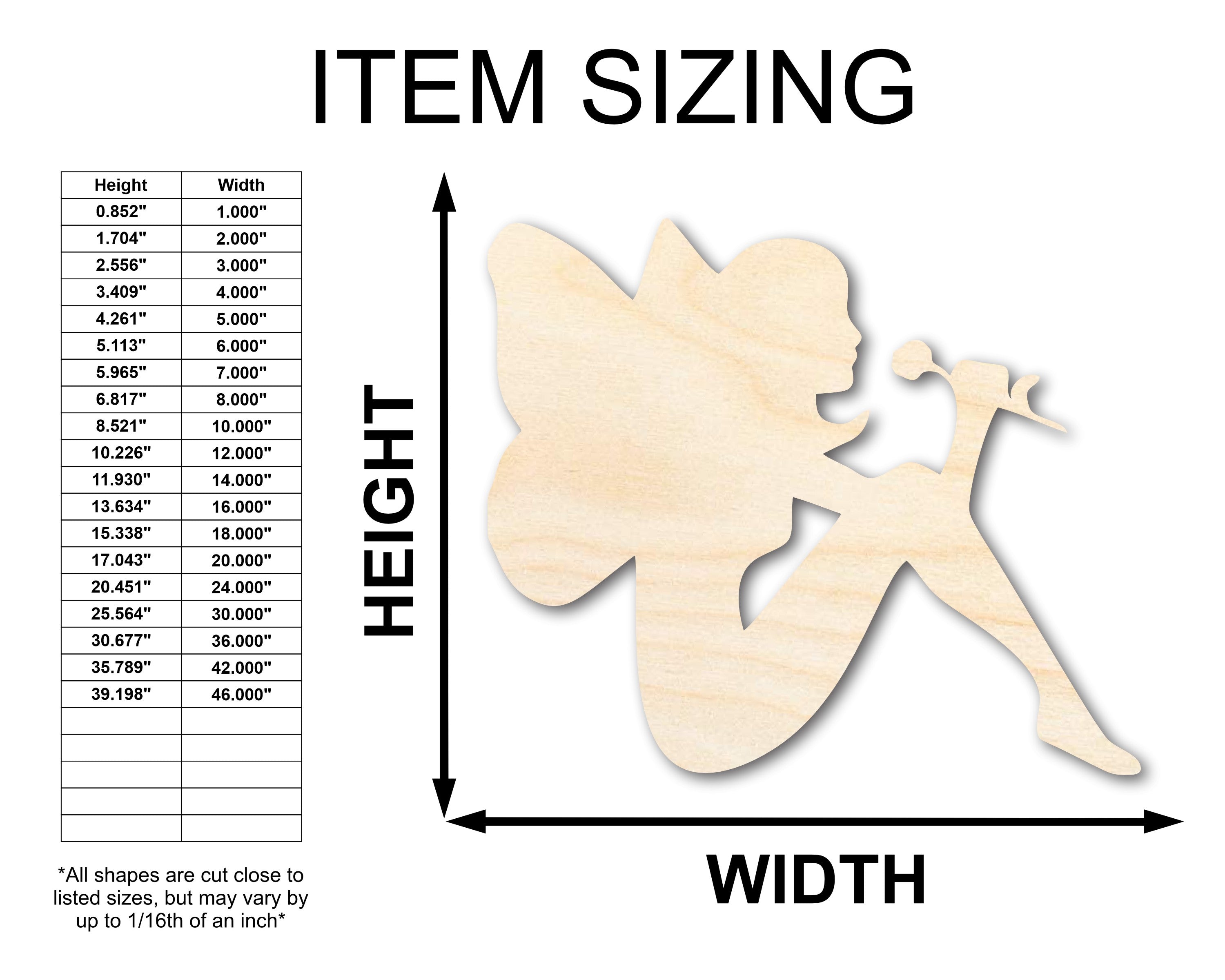 Unfinished Wood Fairy - Shaped Craft Items Available Up to 46 Inches